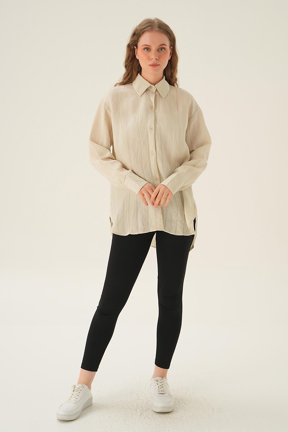 1003 Kalın Çizgili Gömlek Taş - 2