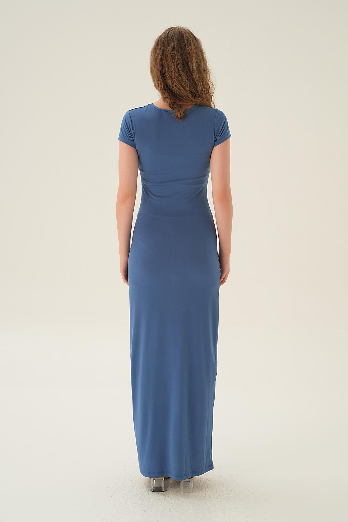 İndigo Kısa Kol Elbise 1003 - 5