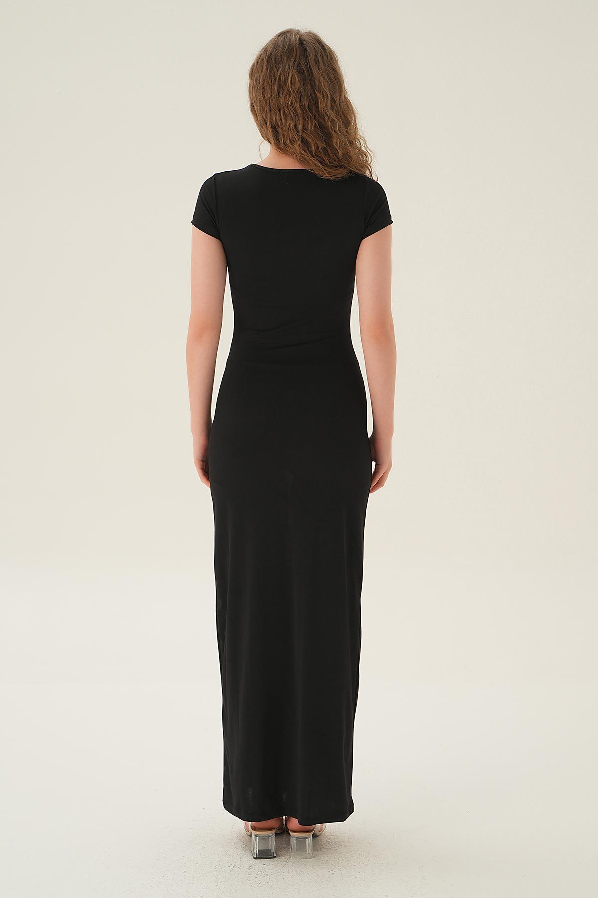 Siyah Kısa Kol Elbise 1003 - 5