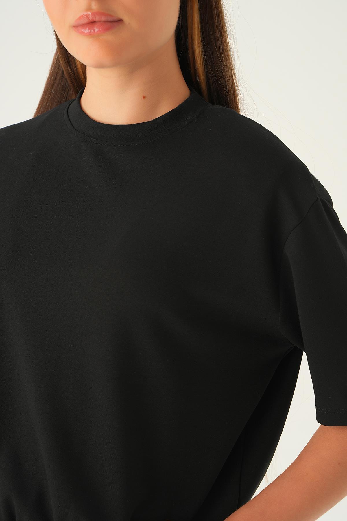 Siyah Vatka Detay Elbise 1004 - 6