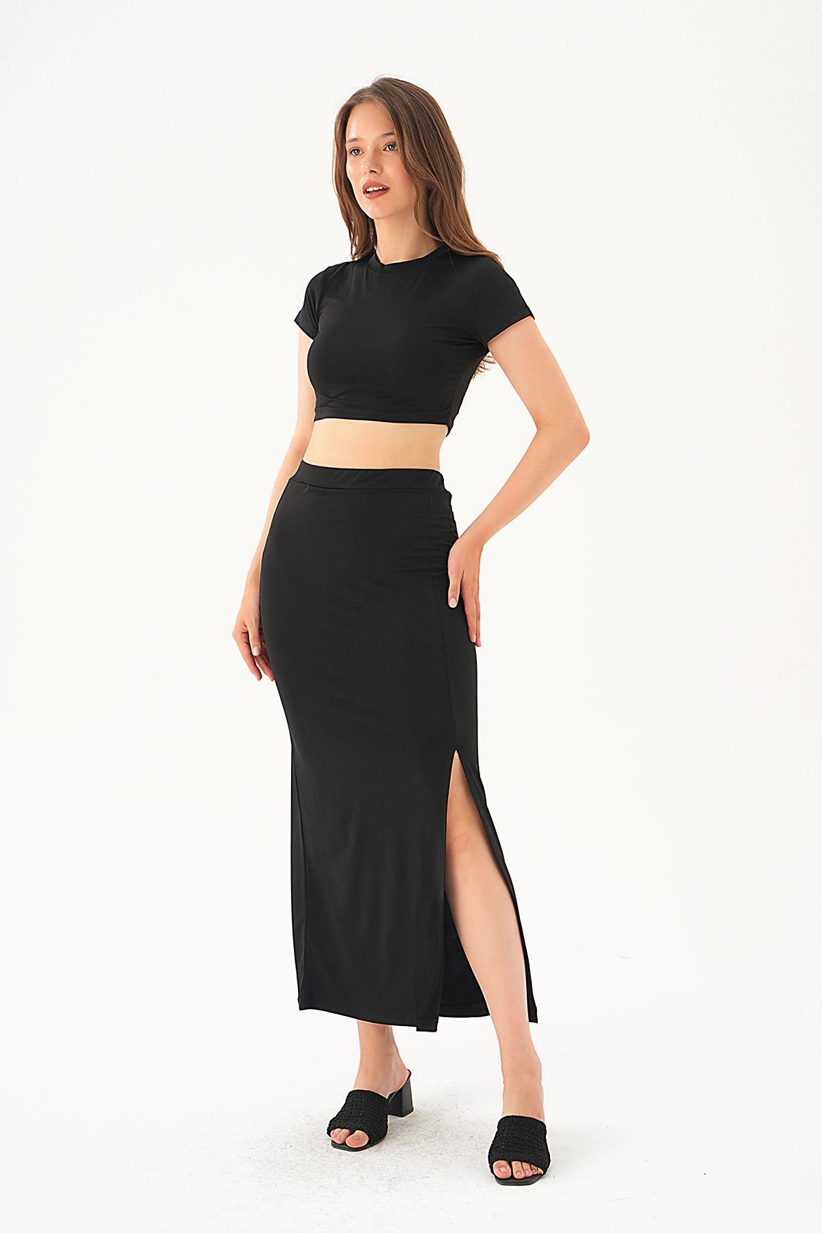 Siyah Crop Etek Takım 1005 - 6