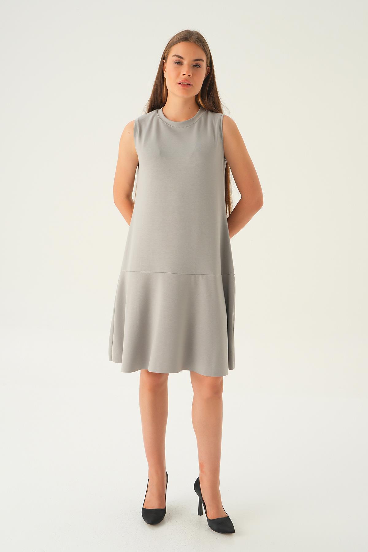 Gri Sıfır Kol Elbise 1005 - 1