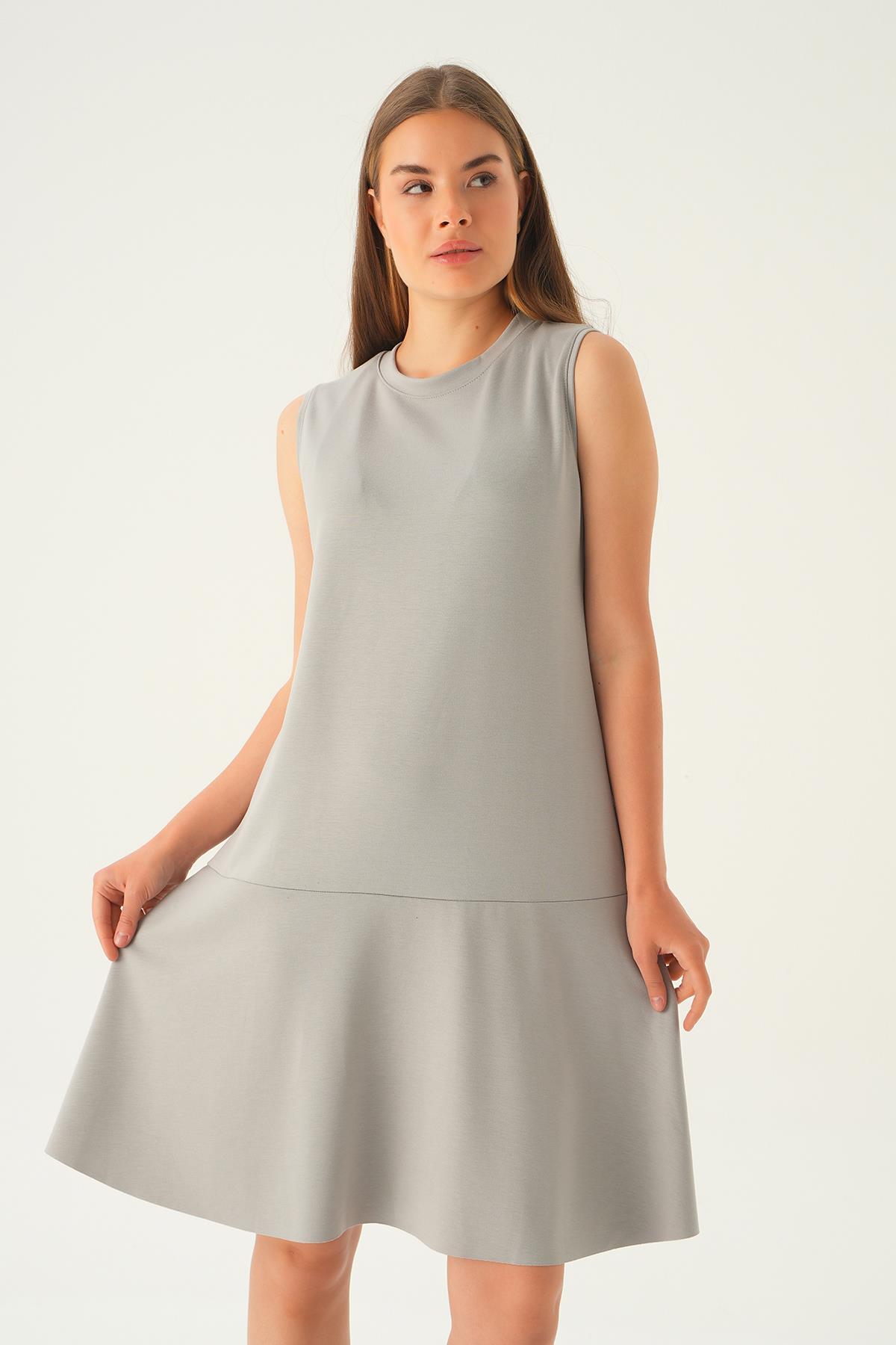 Gri Sıfır Kol Elbise 1005 - 2