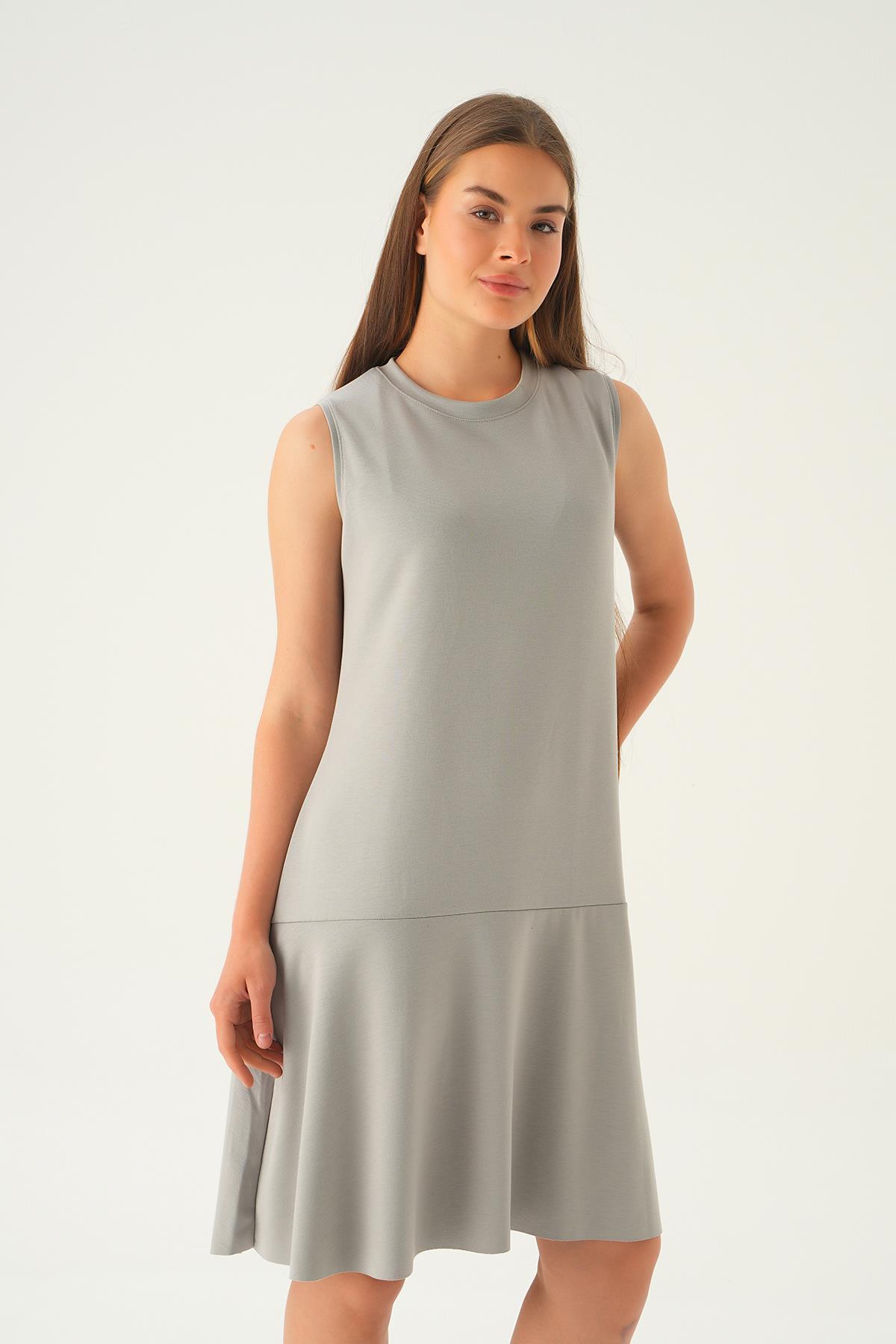 Gri Sıfır Kol Elbise 1005 - 4