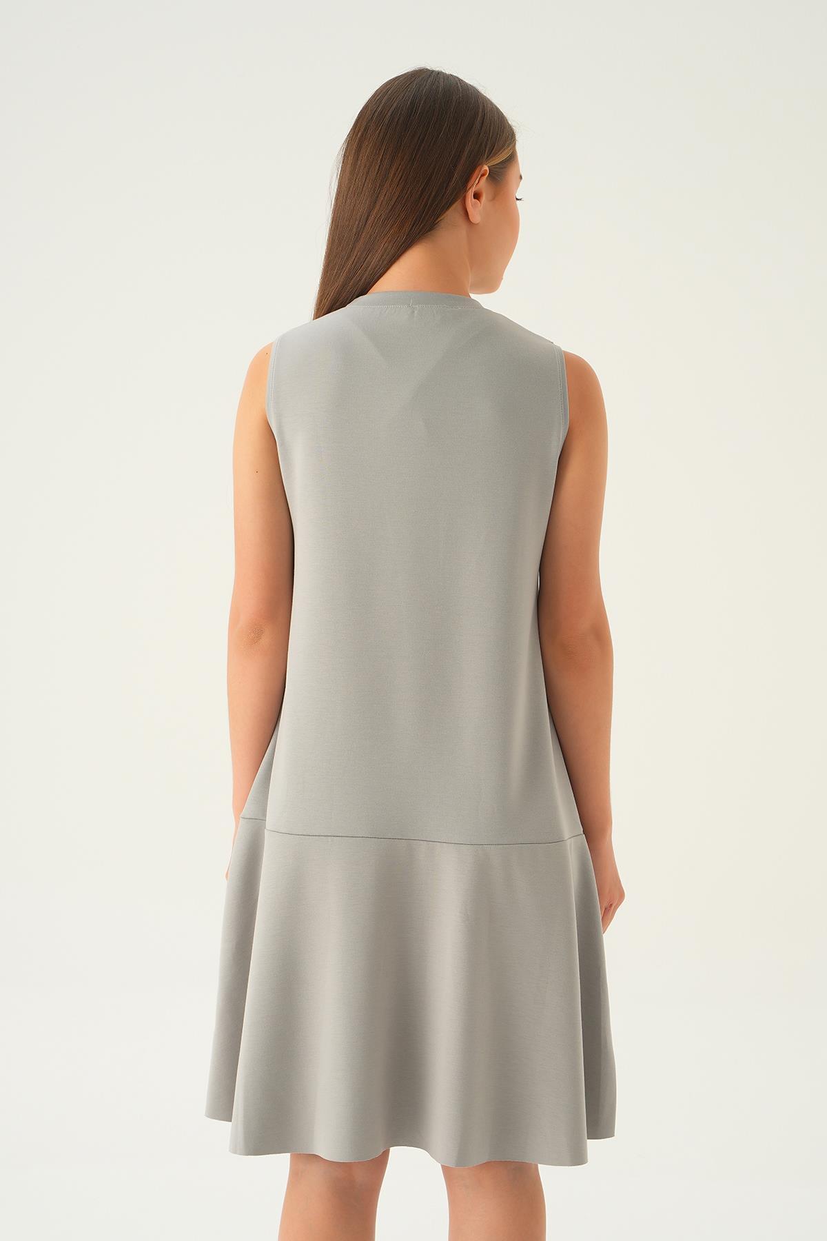 Gri Sıfır Kol Elbise 1005 - 5