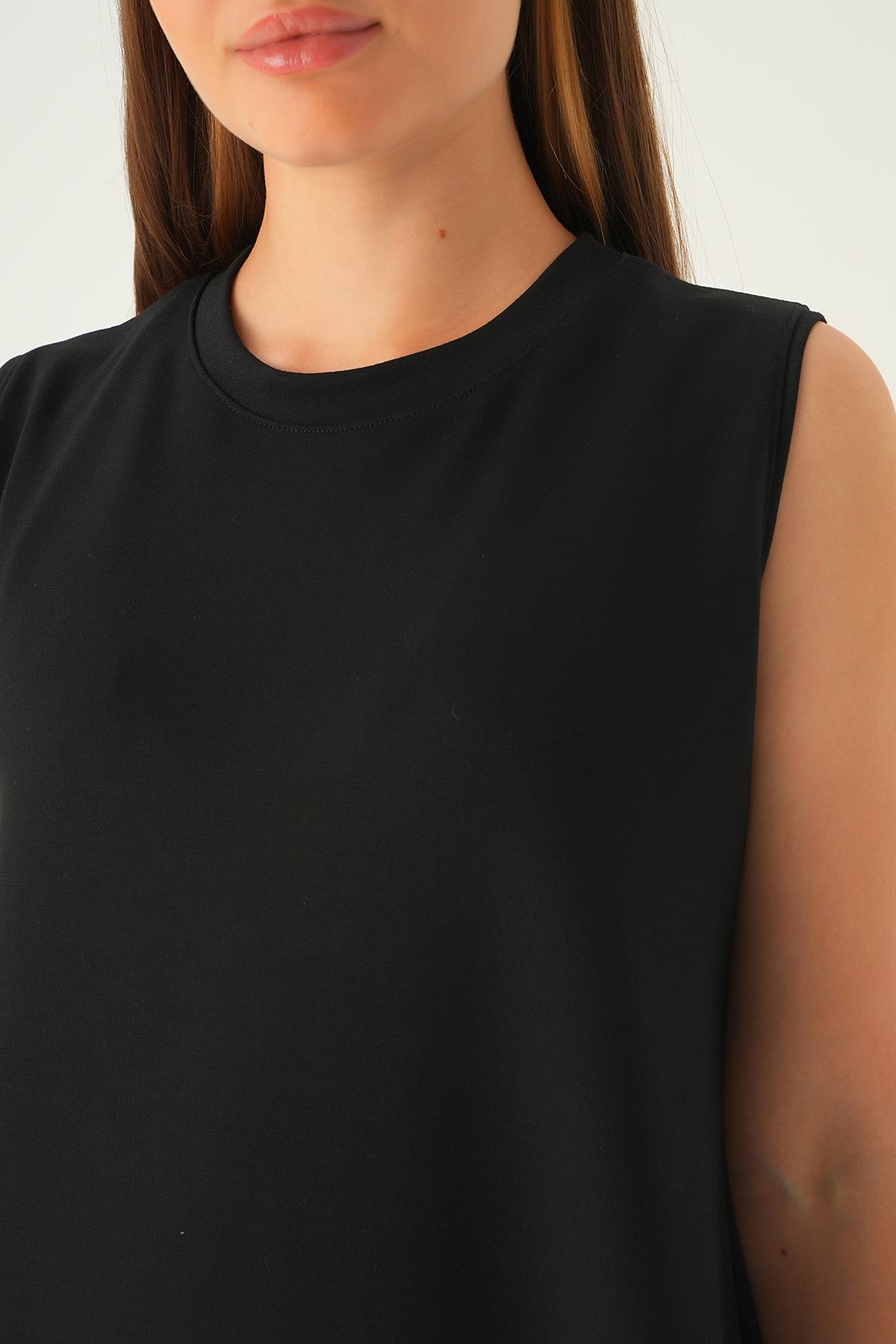 1005 Sıfır Kol Oysho elbise Siyah - 6