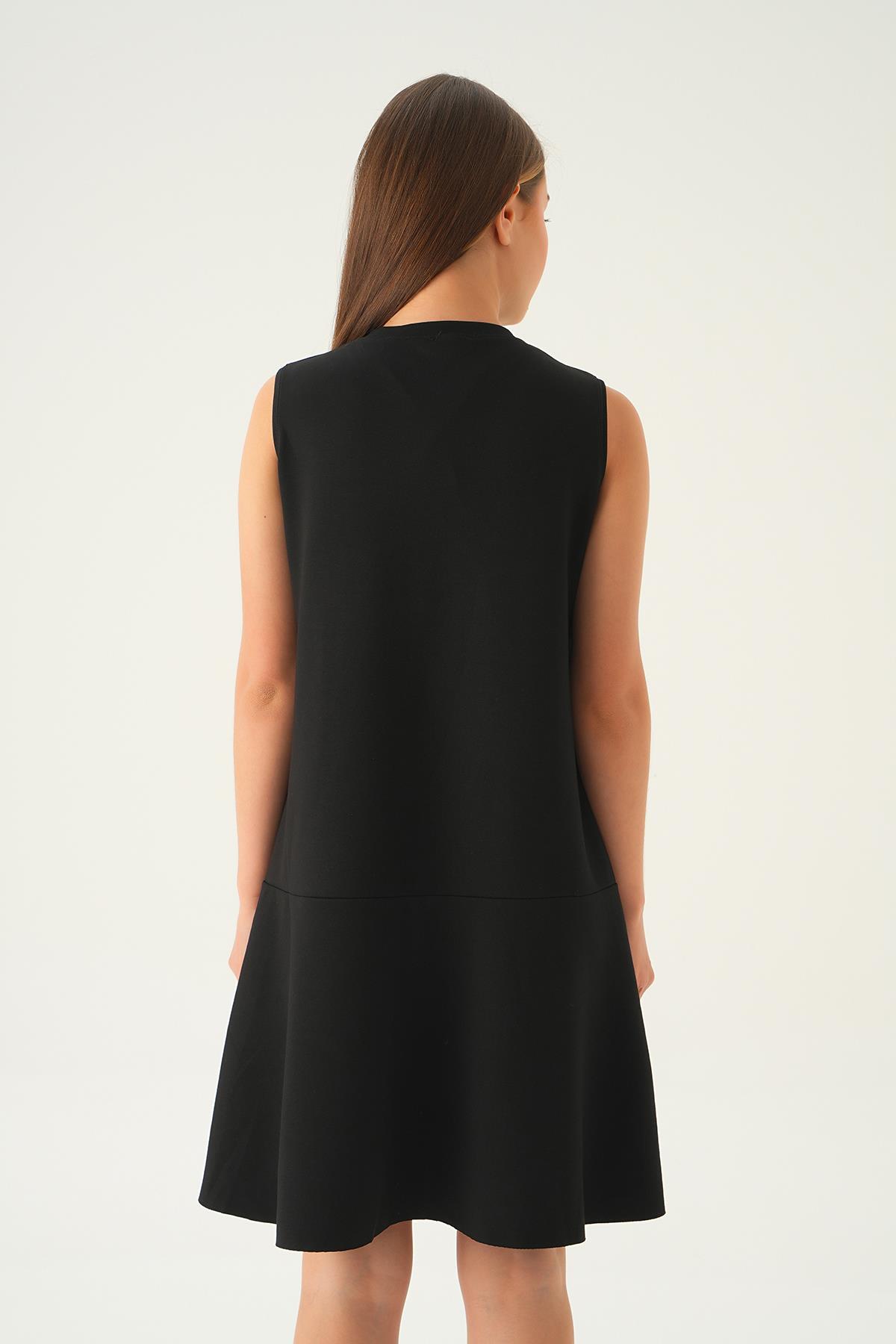 Siyah Sıfır Kol Elbise 1005 - 5