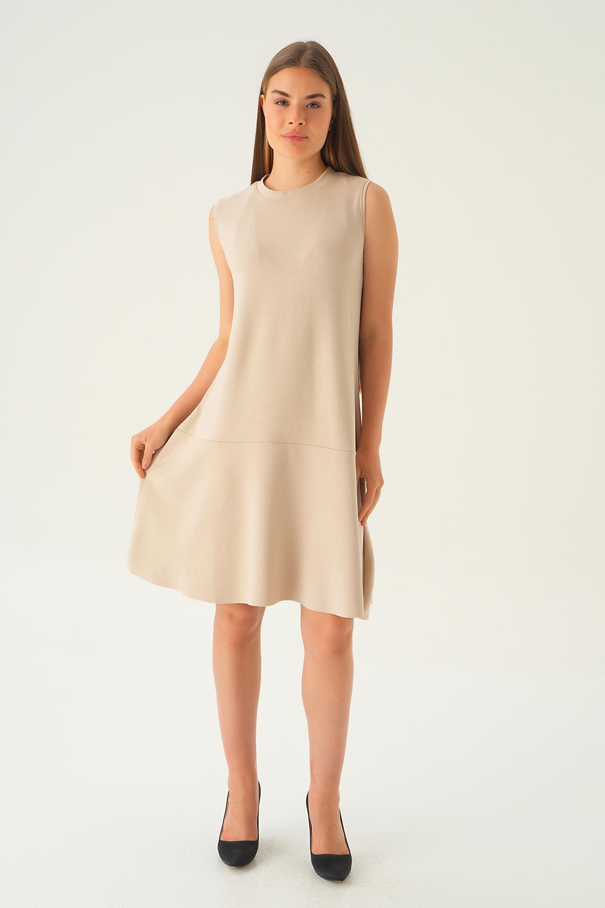 1005 Sıfır Kol Oysho elbise Vizon - 2