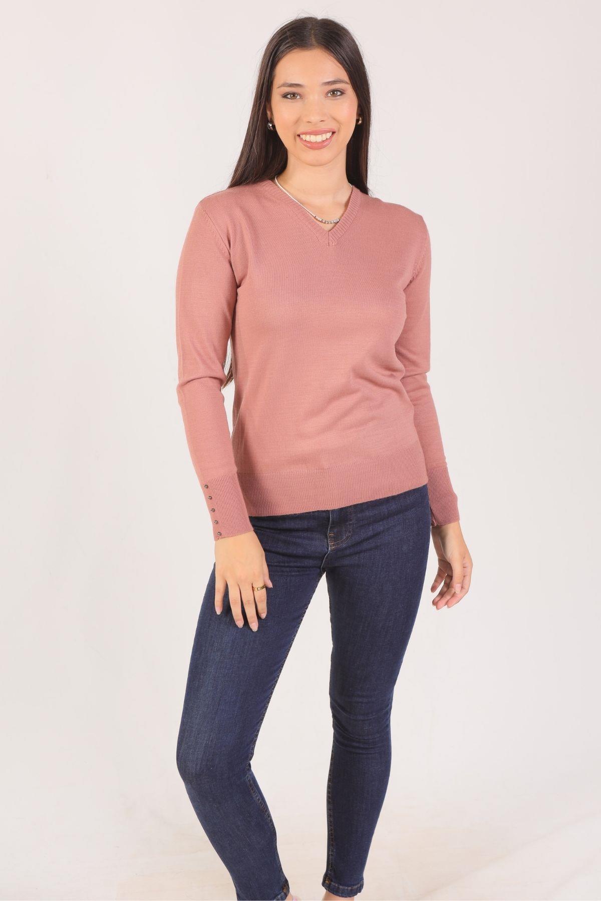 Gül V Yaka Kazak 1005 - 3