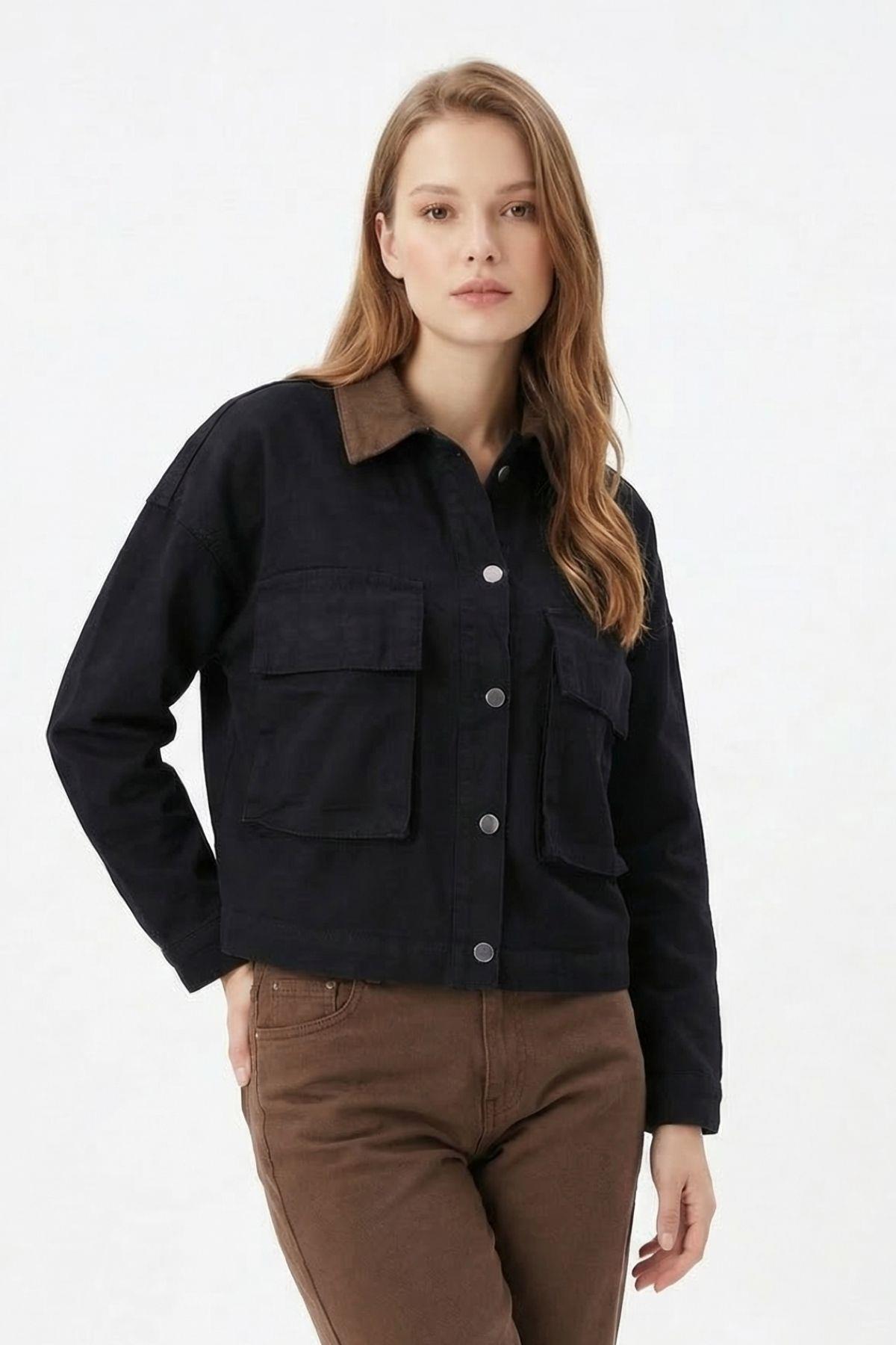 1008 Körük Cepli Kot Ceket Siyah - 2