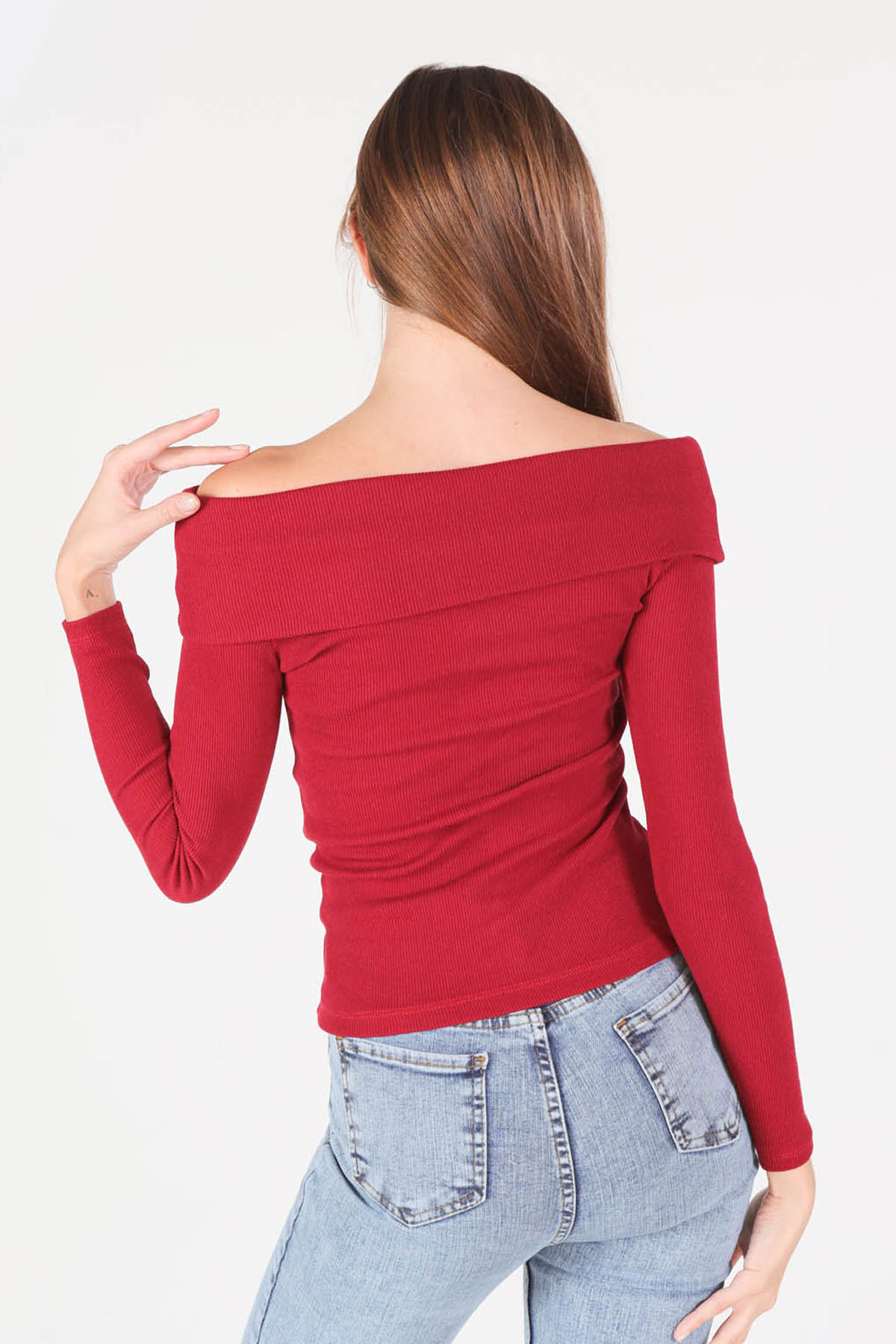 1015 Madanno Yaka Bluz Bordo - 4