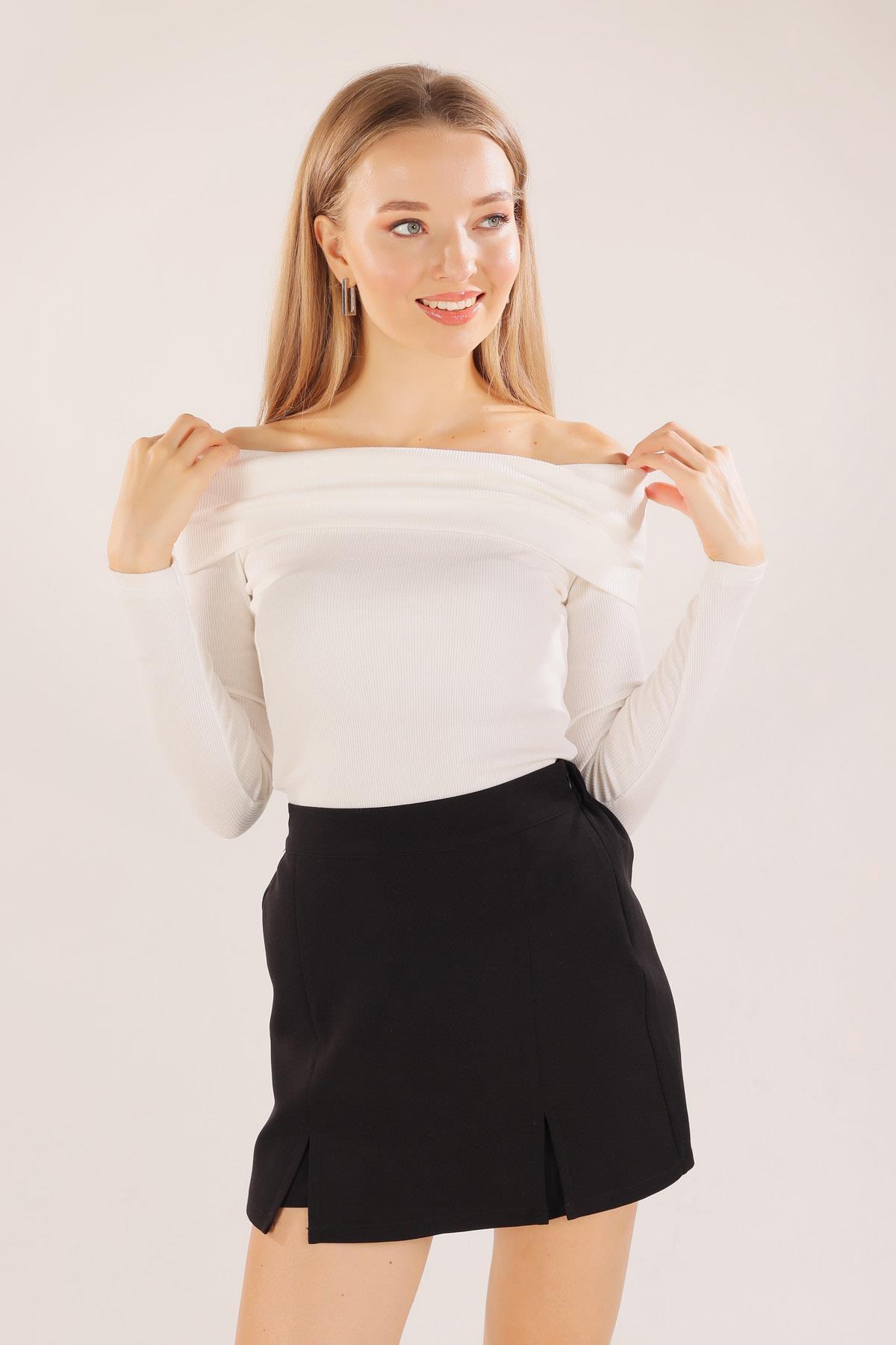 Ekru Madanno Yaka Bluz 1015 - 2