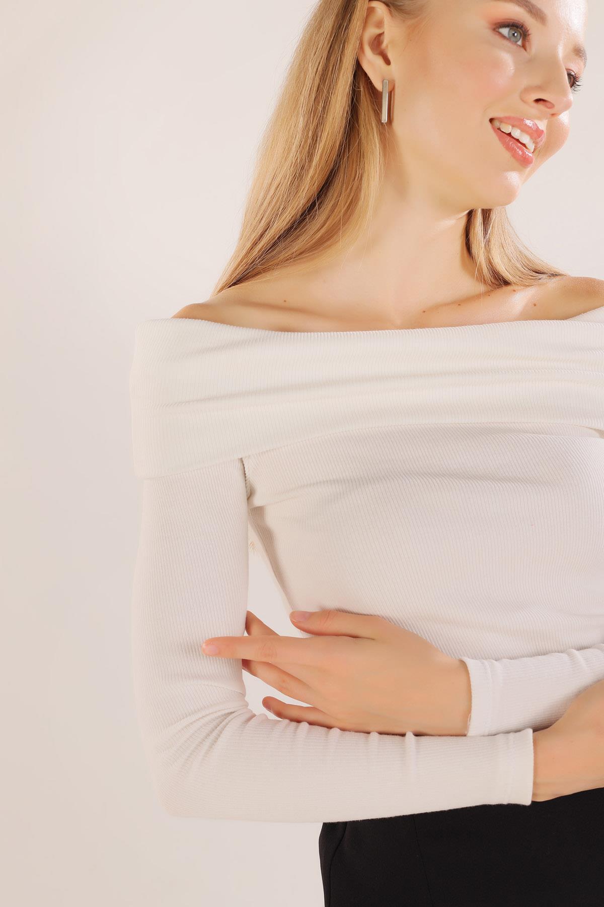 Ekru Madanno Yaka Bluz 1015 - 4