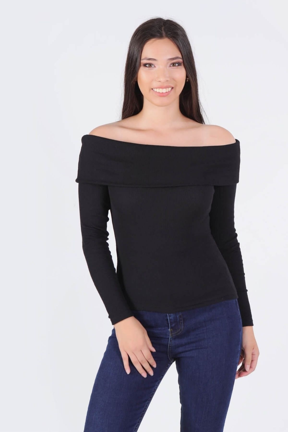 1015 Madanno Yaka Bluz Siyah - 2