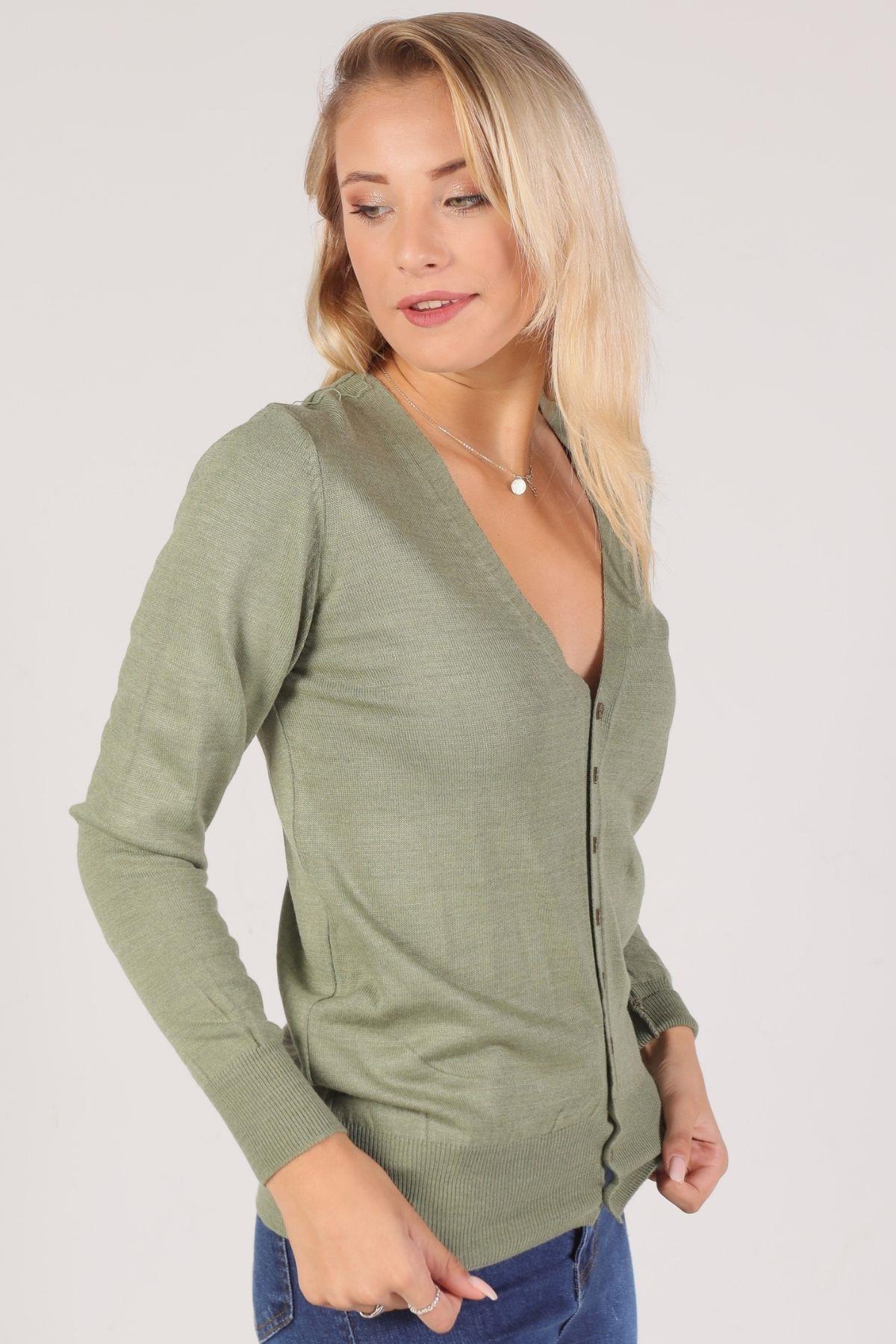 1015 Önü Düğmeli Hırka Çağla - 3