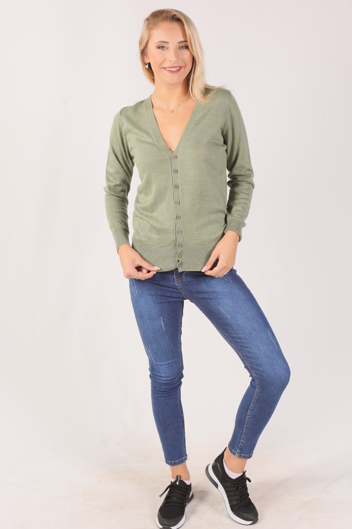 1015 Önü Düğmeli Hırka Çağla - 4