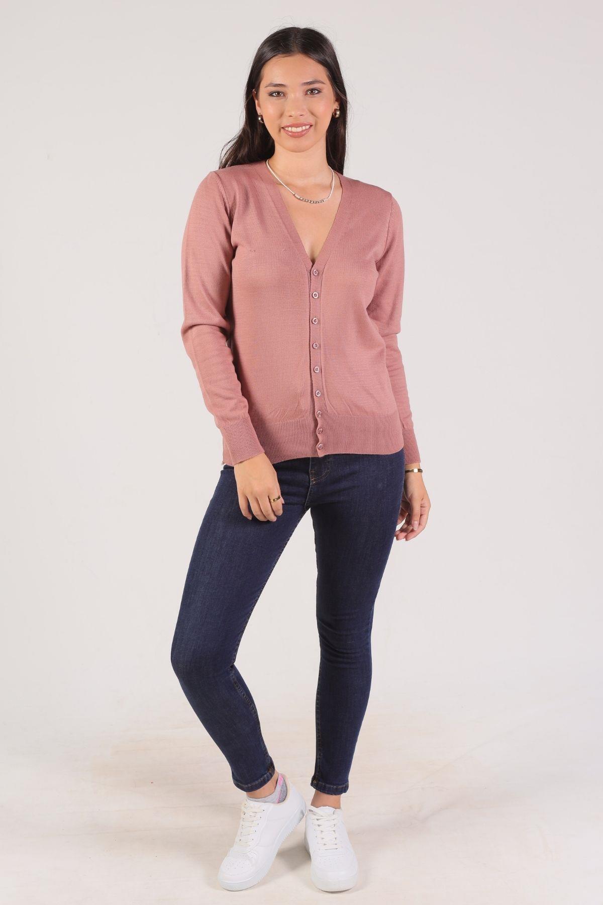 Gül Önü Düğmeli Hırka 1015 