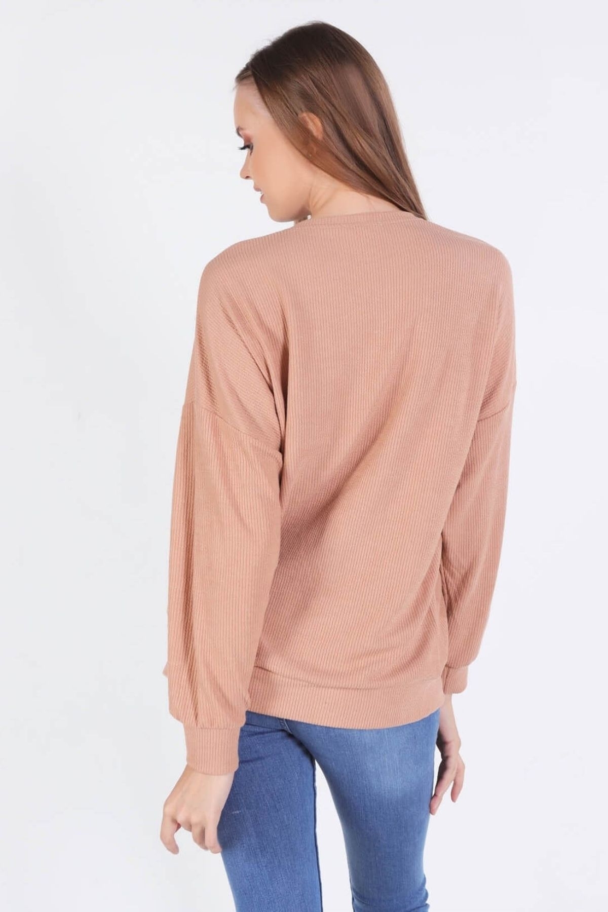 10169 Önü Zincir Detay Bluz Vizon - 2