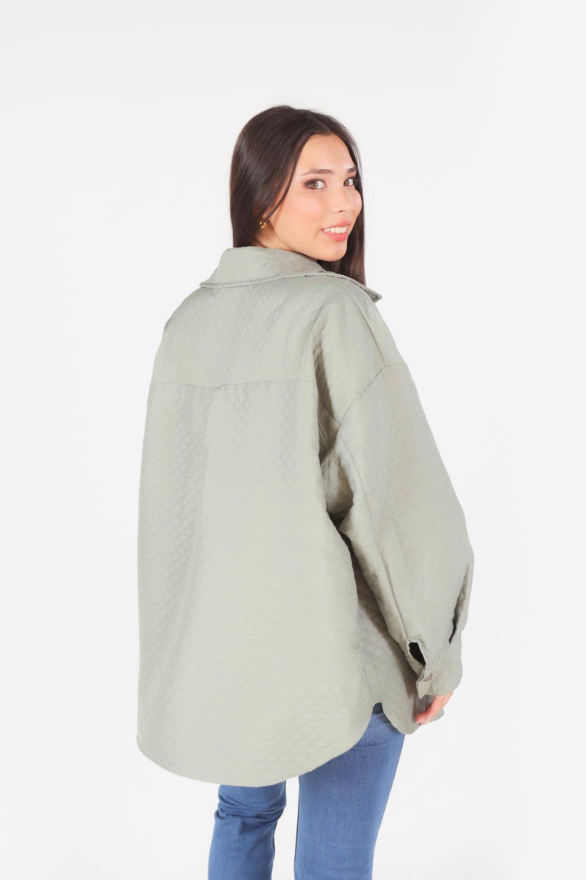 Çağla Yeşili Kapitone Oversize Ceket 1017 - 2