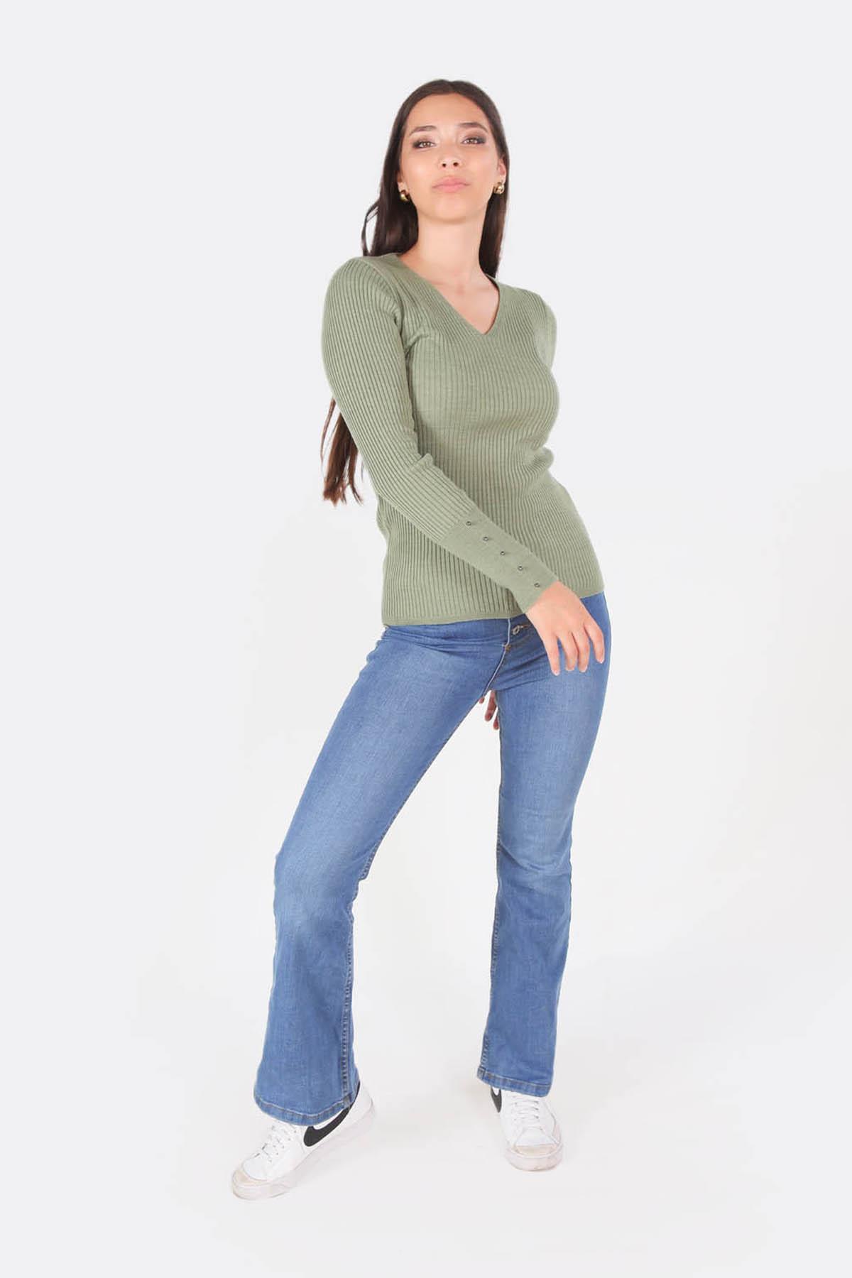 1020 V Yaka Fitilli Kazak Çağla - 2