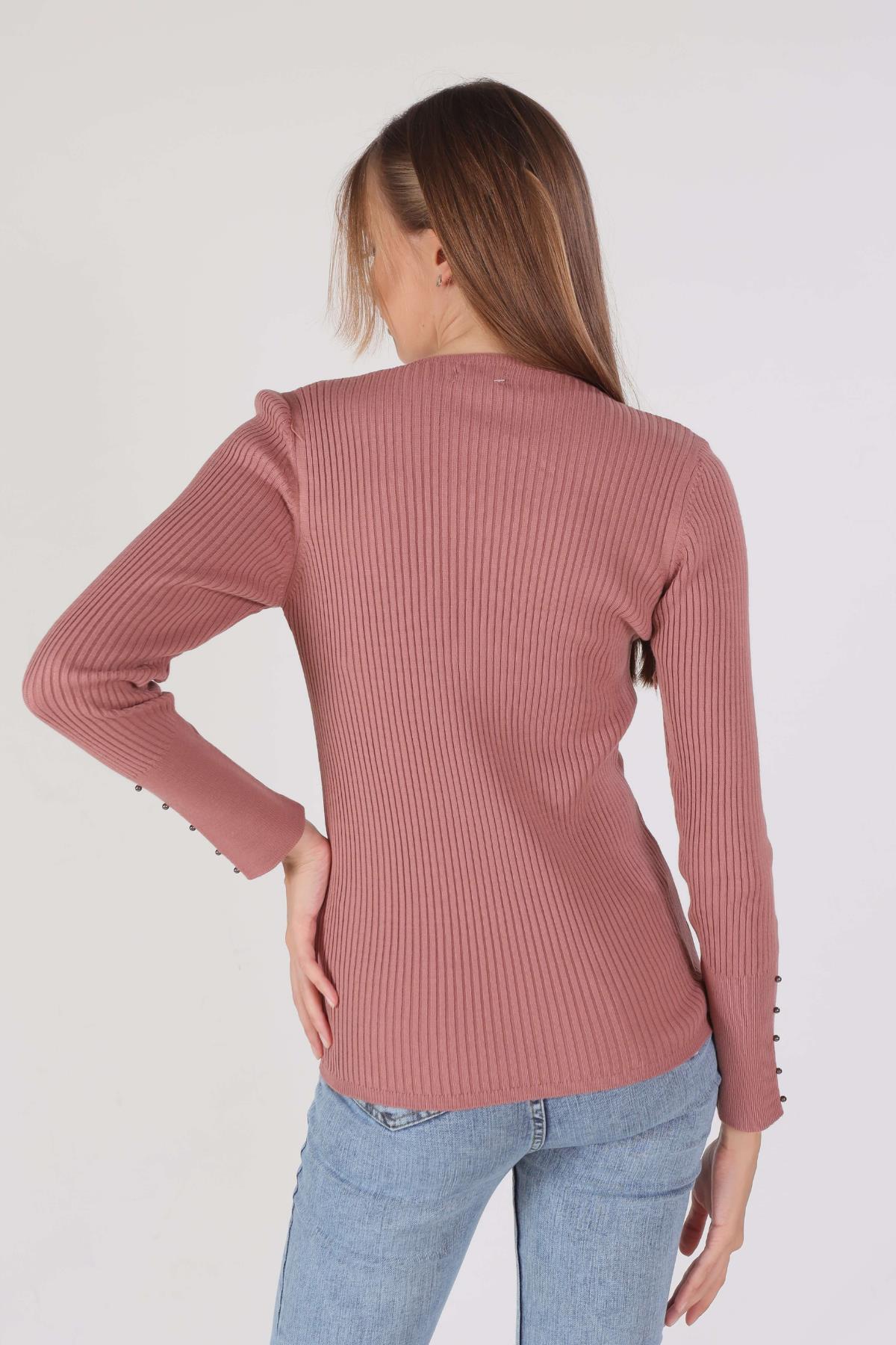 1020 V Yaka Fitilli Kazak Gül - 3