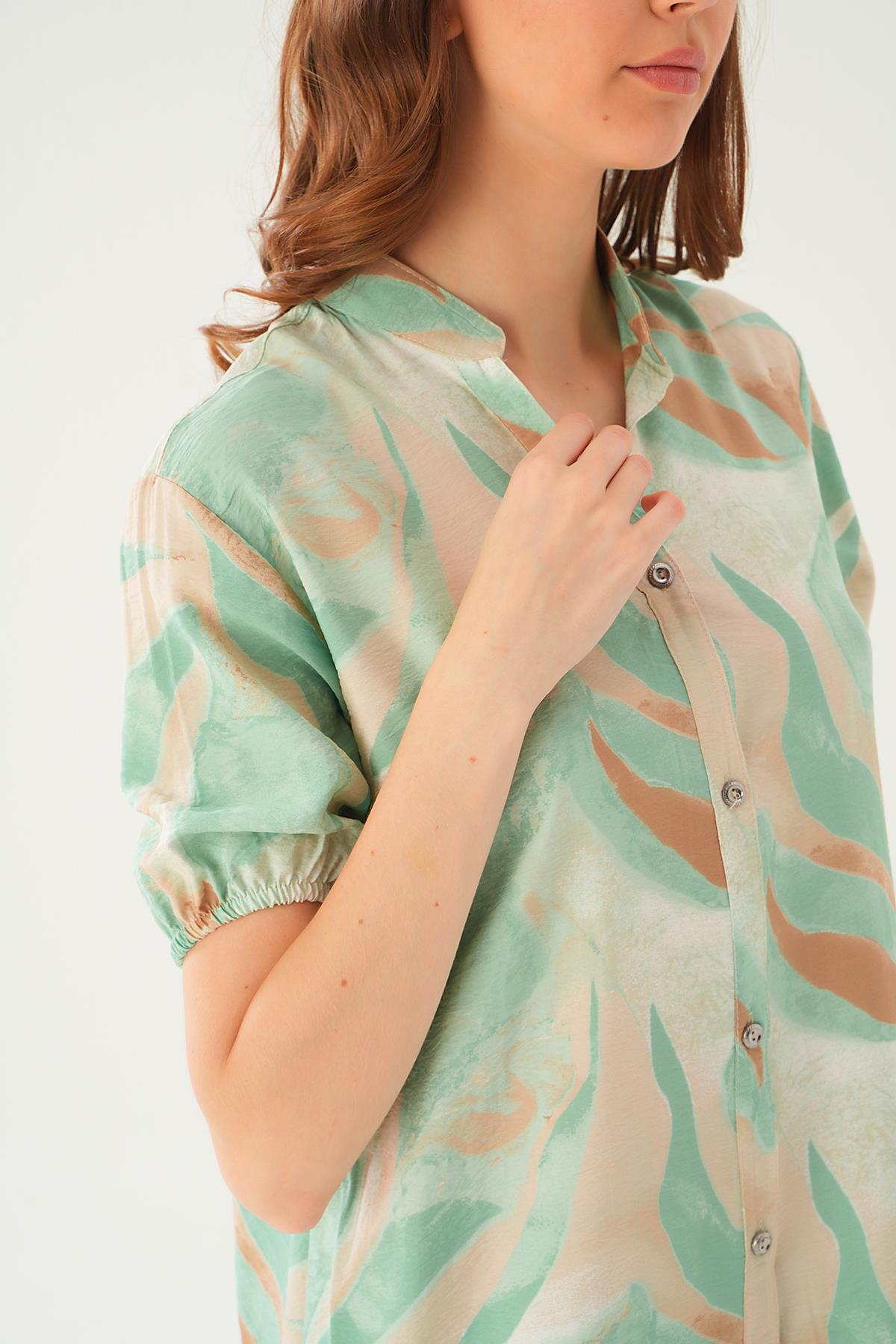 Yeşil Etek Fırfır Detay Elbise 1024 - 5