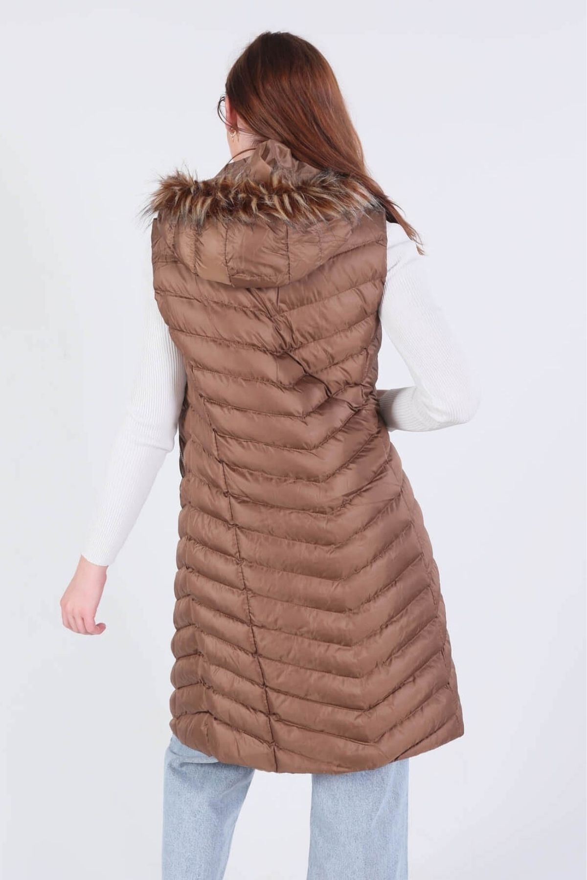 Taba Kapüşonlu Cepli Yelek 1025 - 2