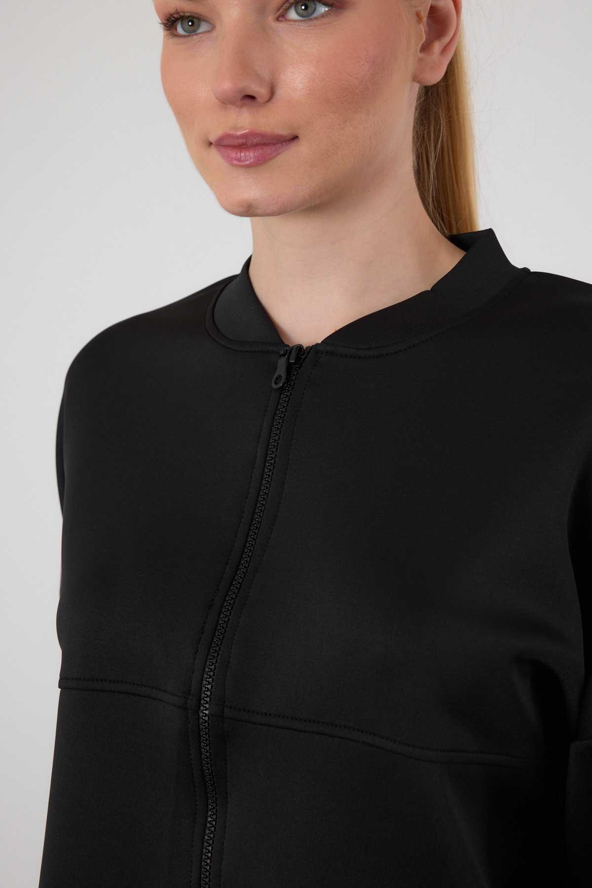 Siyah Dalgıç Detay Fermuarlı Eşofman Takım 9153M - 4