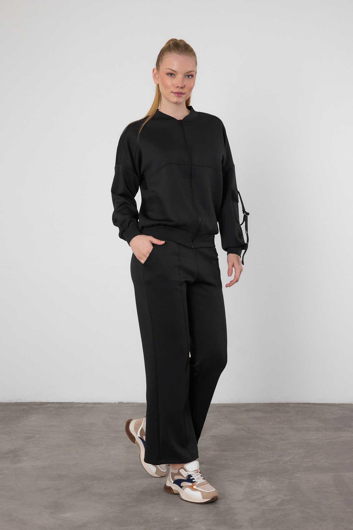 Siyah Dalgıç Detay Fermuarlı Eşofman Takım 9153M - 7