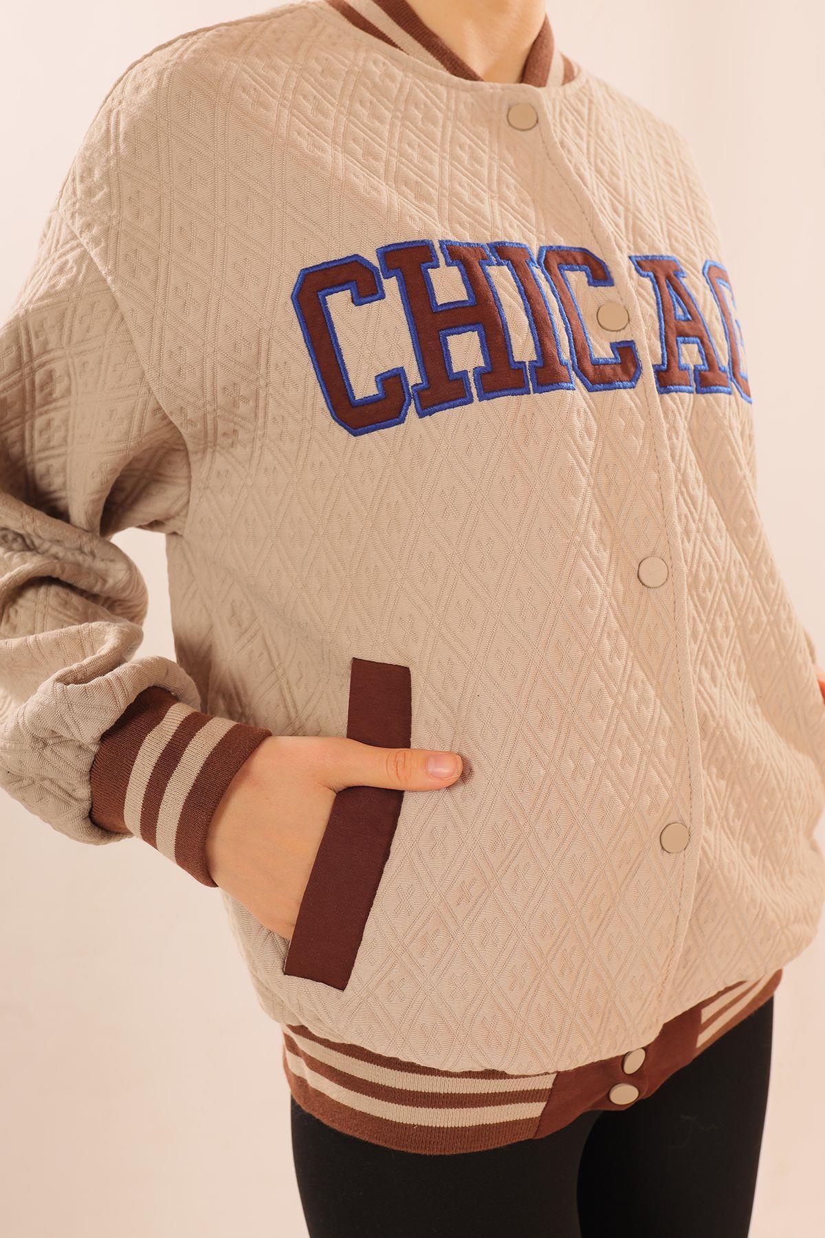 1028 Chicago Nakış kolej Ceket Taş - 3