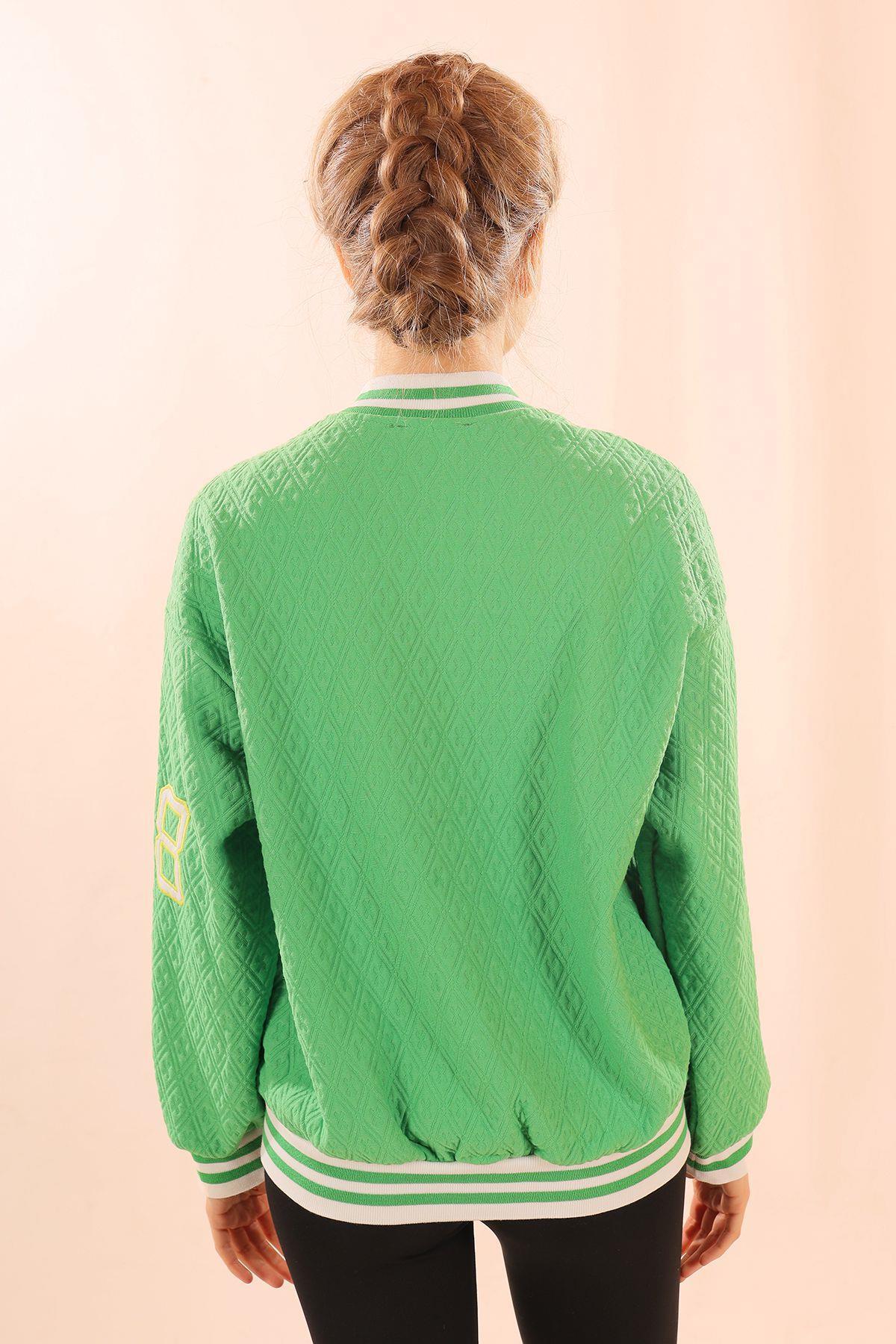 Yeşil Chicago Nakış Kolej Ceket 1028 - 5