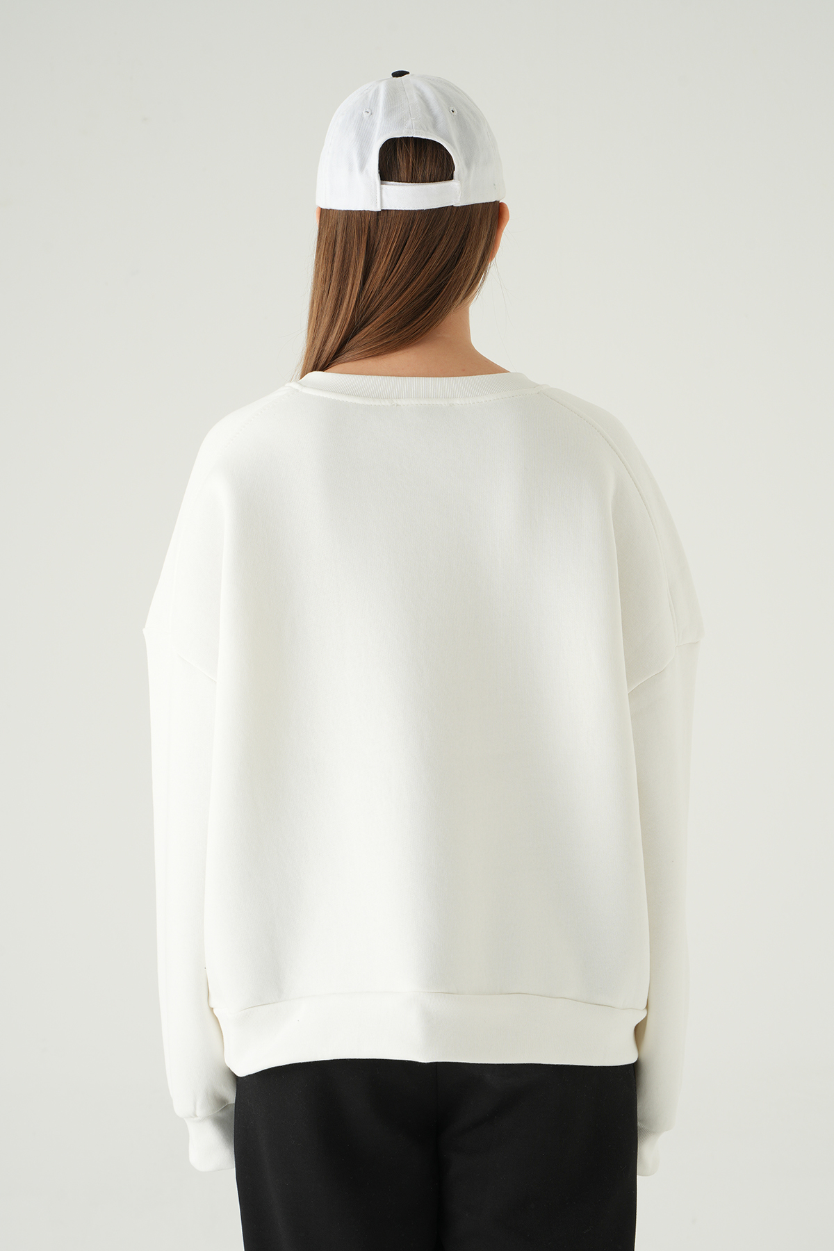 1029 Bisiklet Yaka Sweat Beyaz - 5
