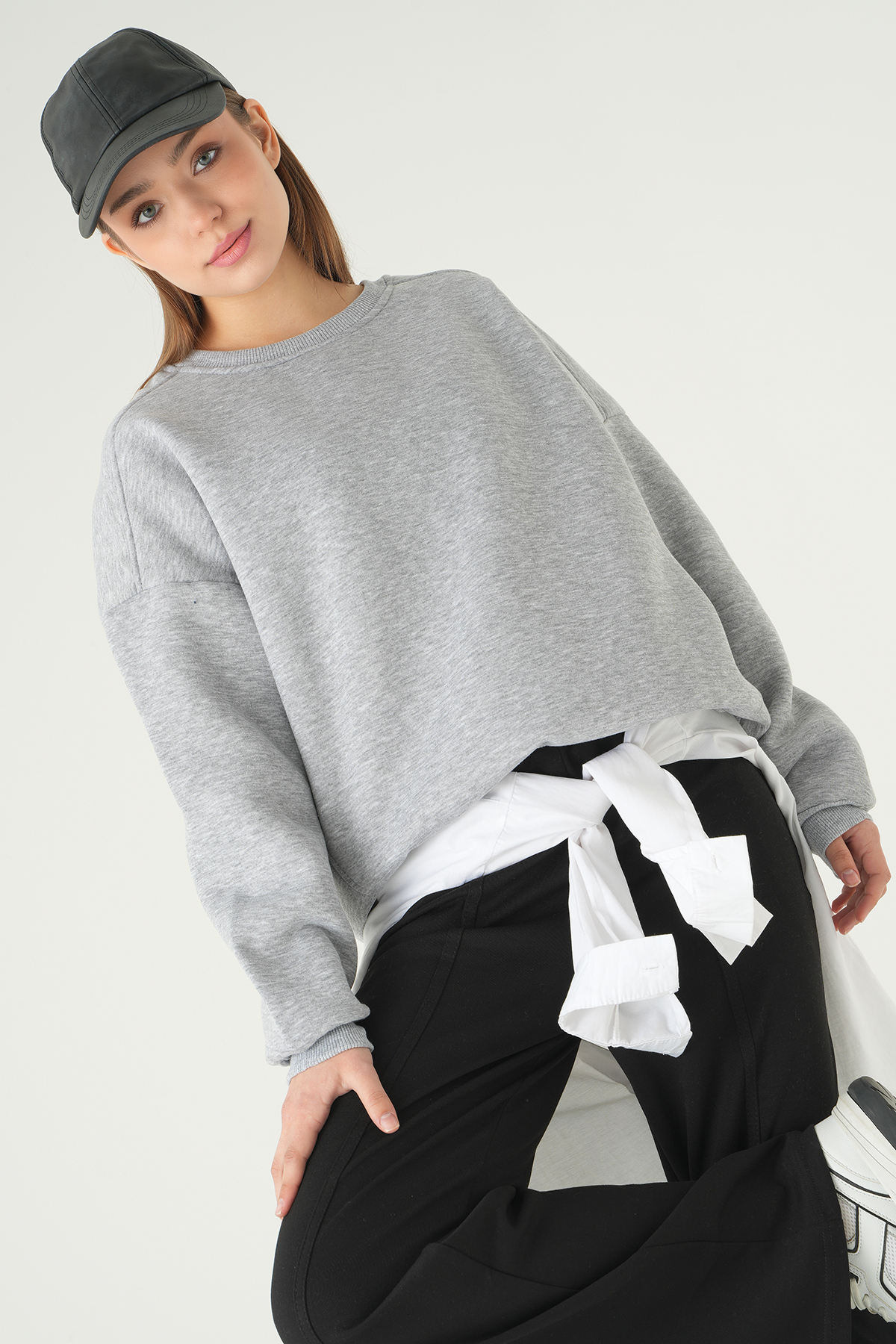 Bisiklet Yaka Sweat 1029 Gri - 7