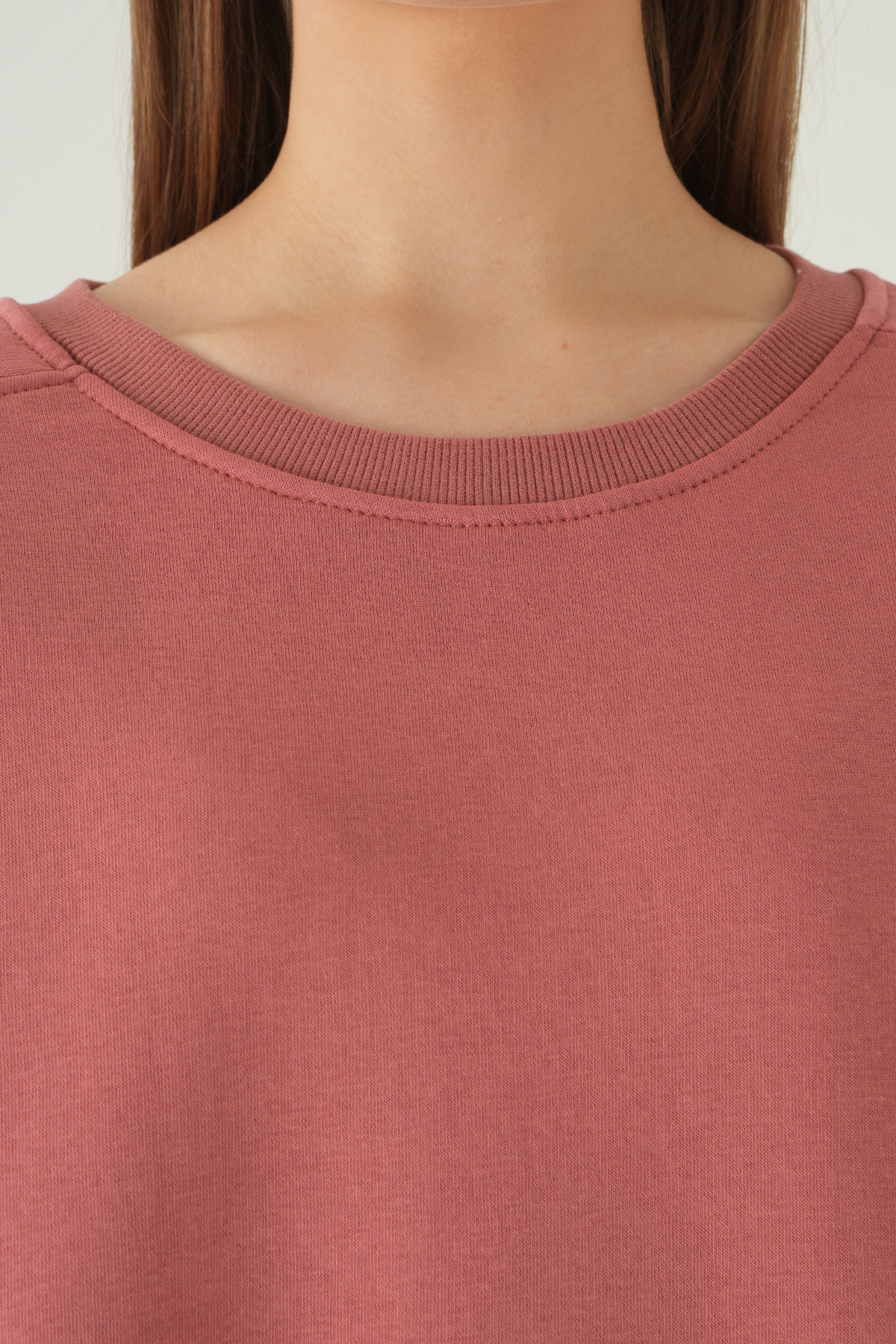 Bisiklet Yaka Sweat 1029 Gül Kurusu - 4