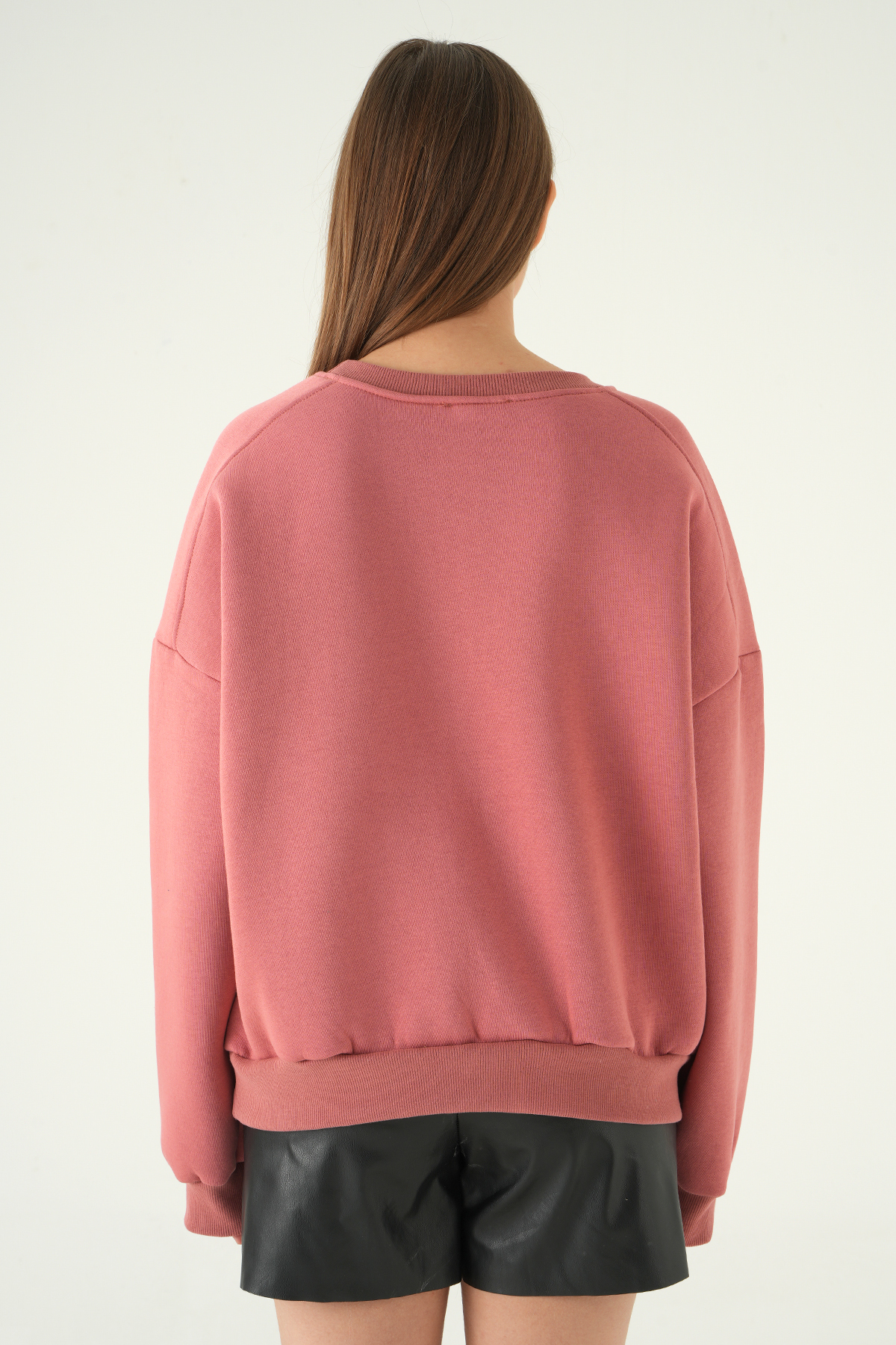 Bisiklet Yaka Sweat 1029 Gül Kurusu - 5
