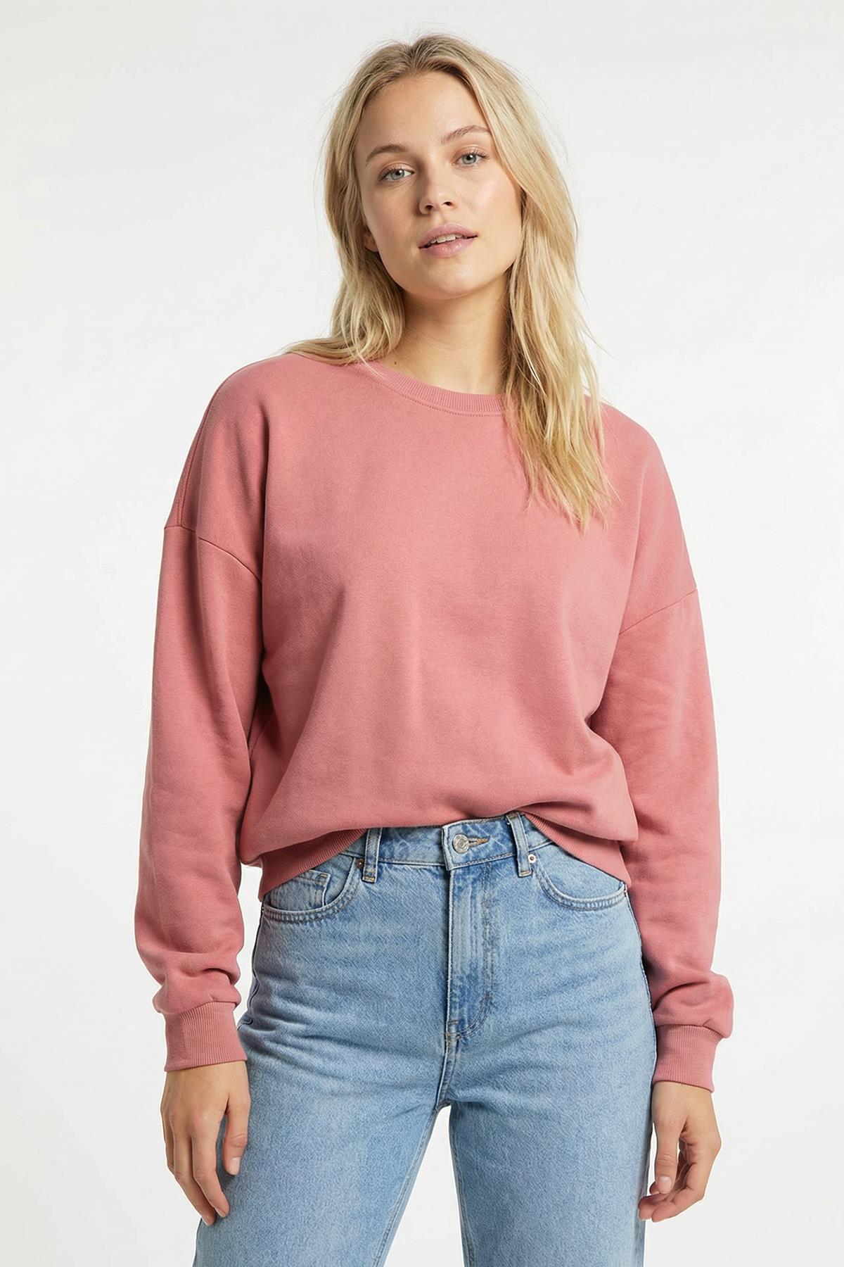 1029 Bisiklet Yaka Sweat Gül Kurusu - 1