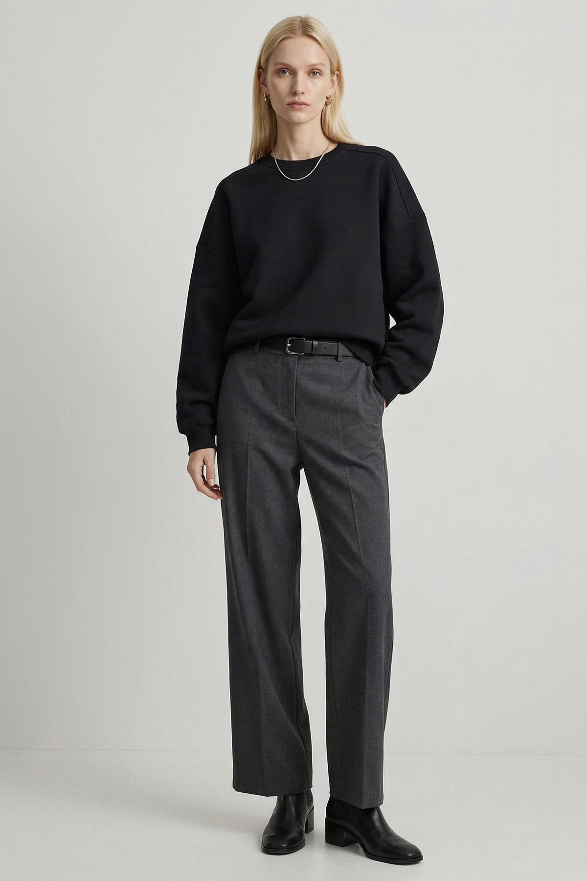 1029 Bisiklet Yaka Sweat Siyah - RAYS