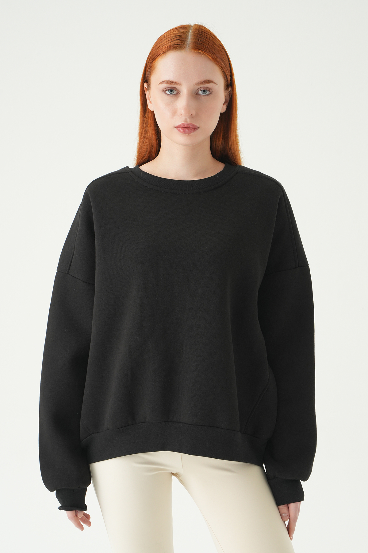 1029 Bisiklet Yaka Sweat Siyah - RAYS