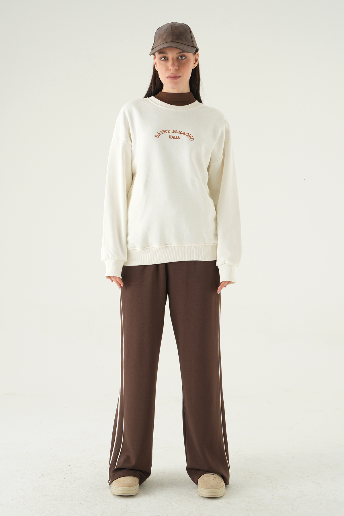 Krem Saint Paradiso Baskılı Sweat 1036 - 3