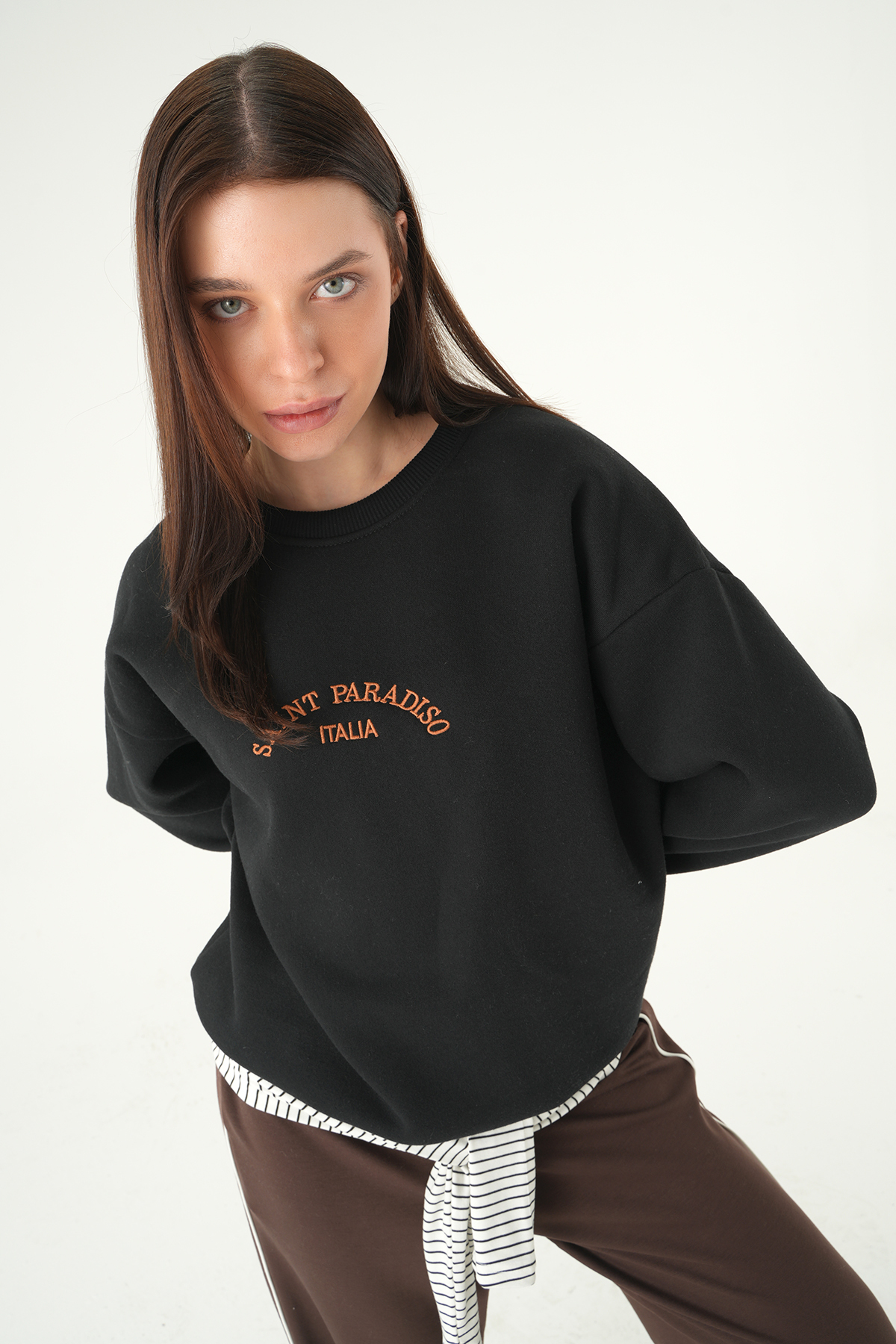 Siyah Saint Paradiso Baskılı Sweat 1036 - 7