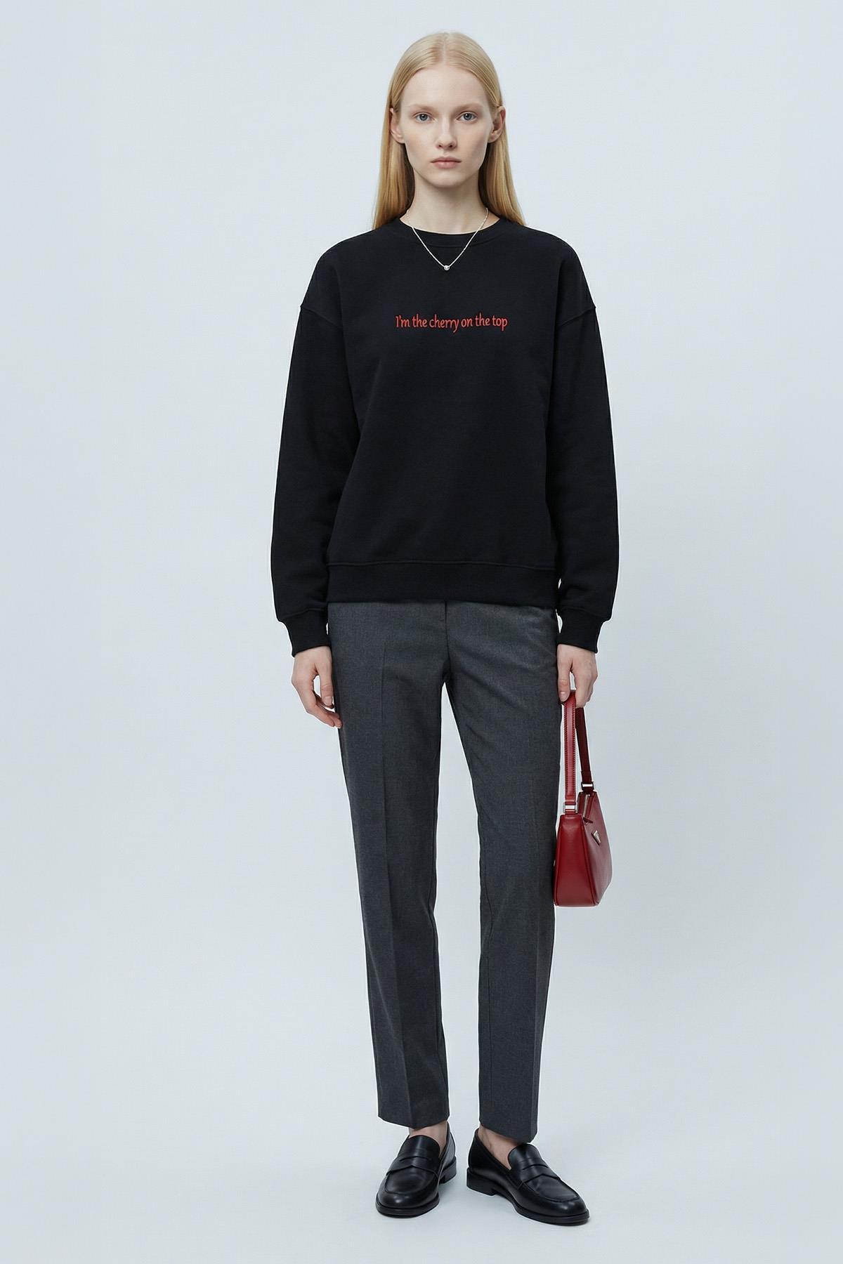 1041 Baskılı Sweat Siyah - 1