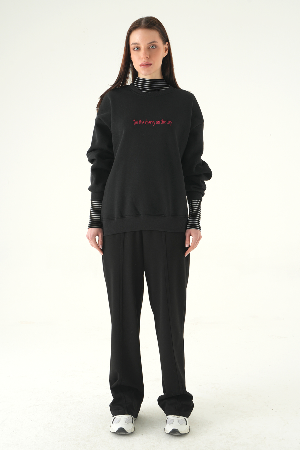 Siyah Cherry On Top Baskılı Sweat 1041 - RAYS