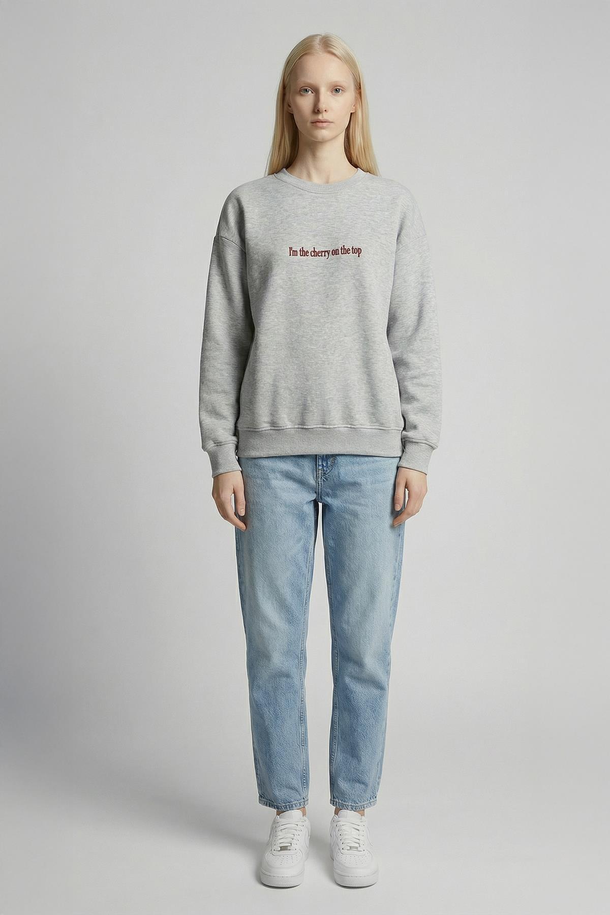 1041 Baskılı Sweat Gri - 1