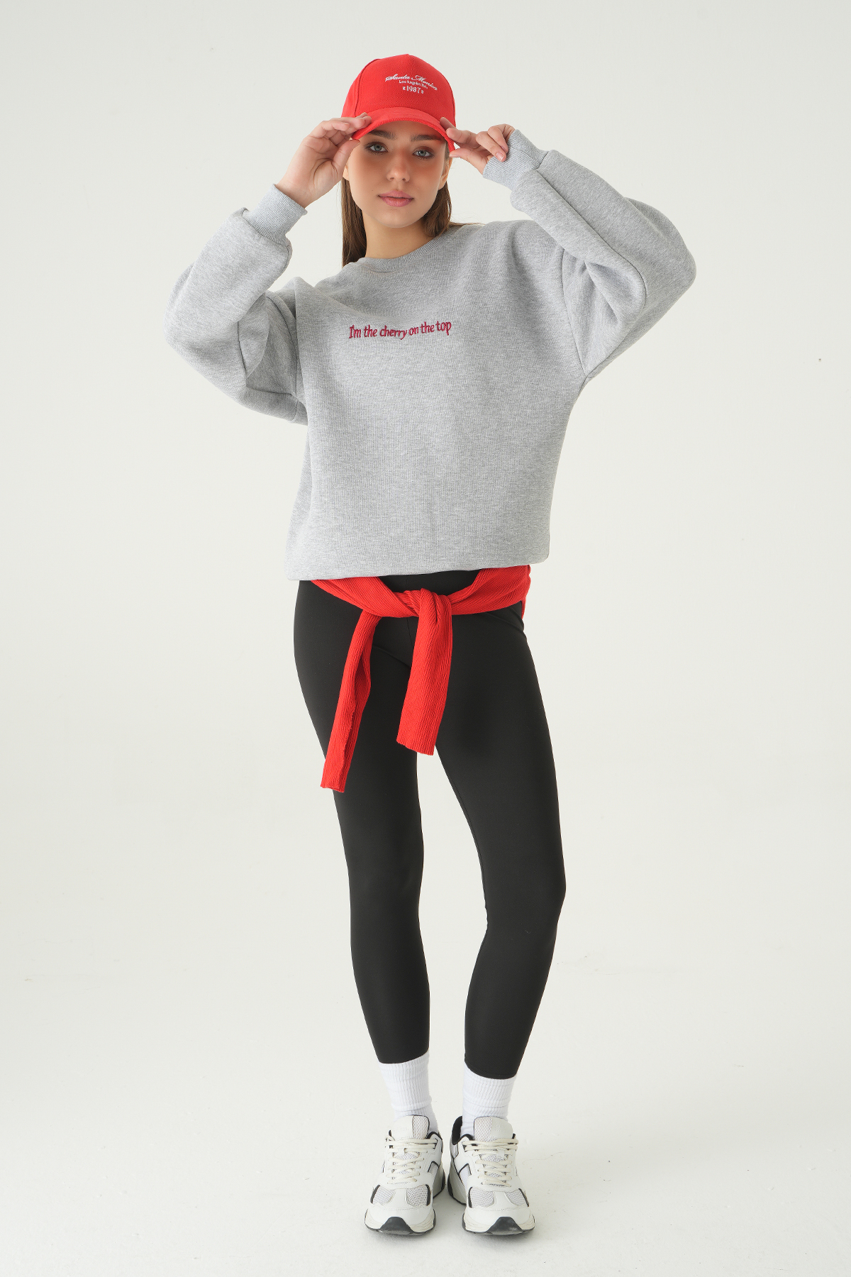 Gri Cherry On Top Baskılı Sweat 1041 - 3