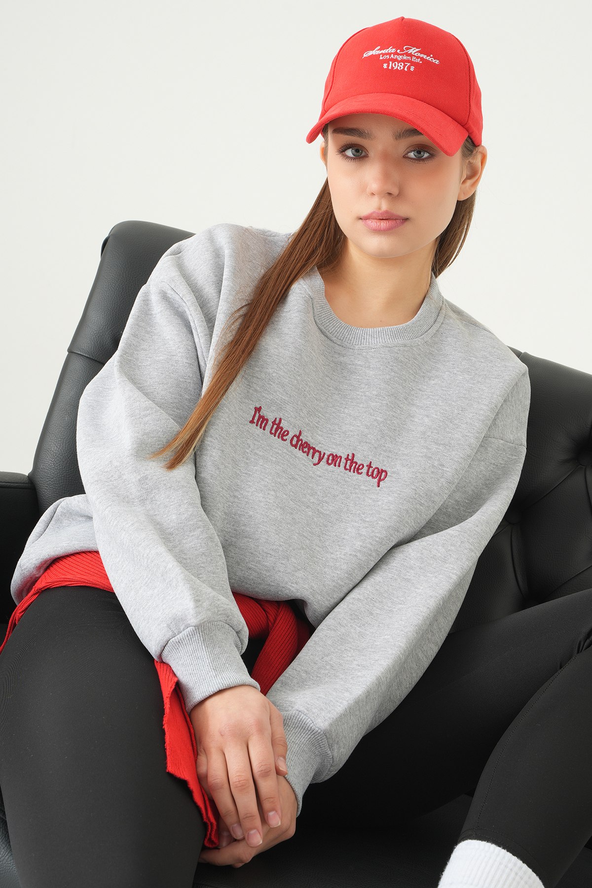 Gri Cherry On Top Baskılı Sweat 1041 - RAYS