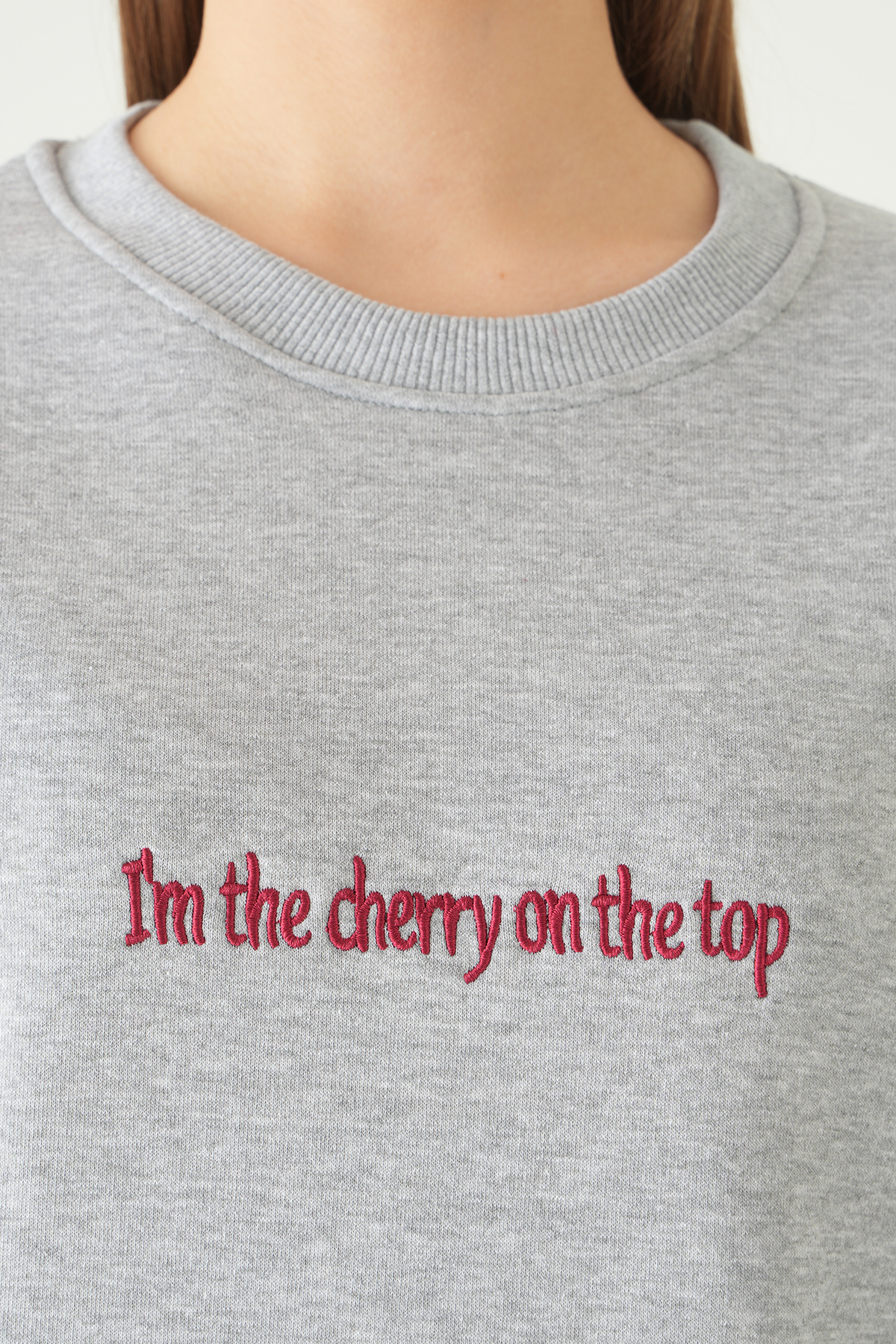 Gri Cherry On Top Baskılı Sweat 1041 - RAYS