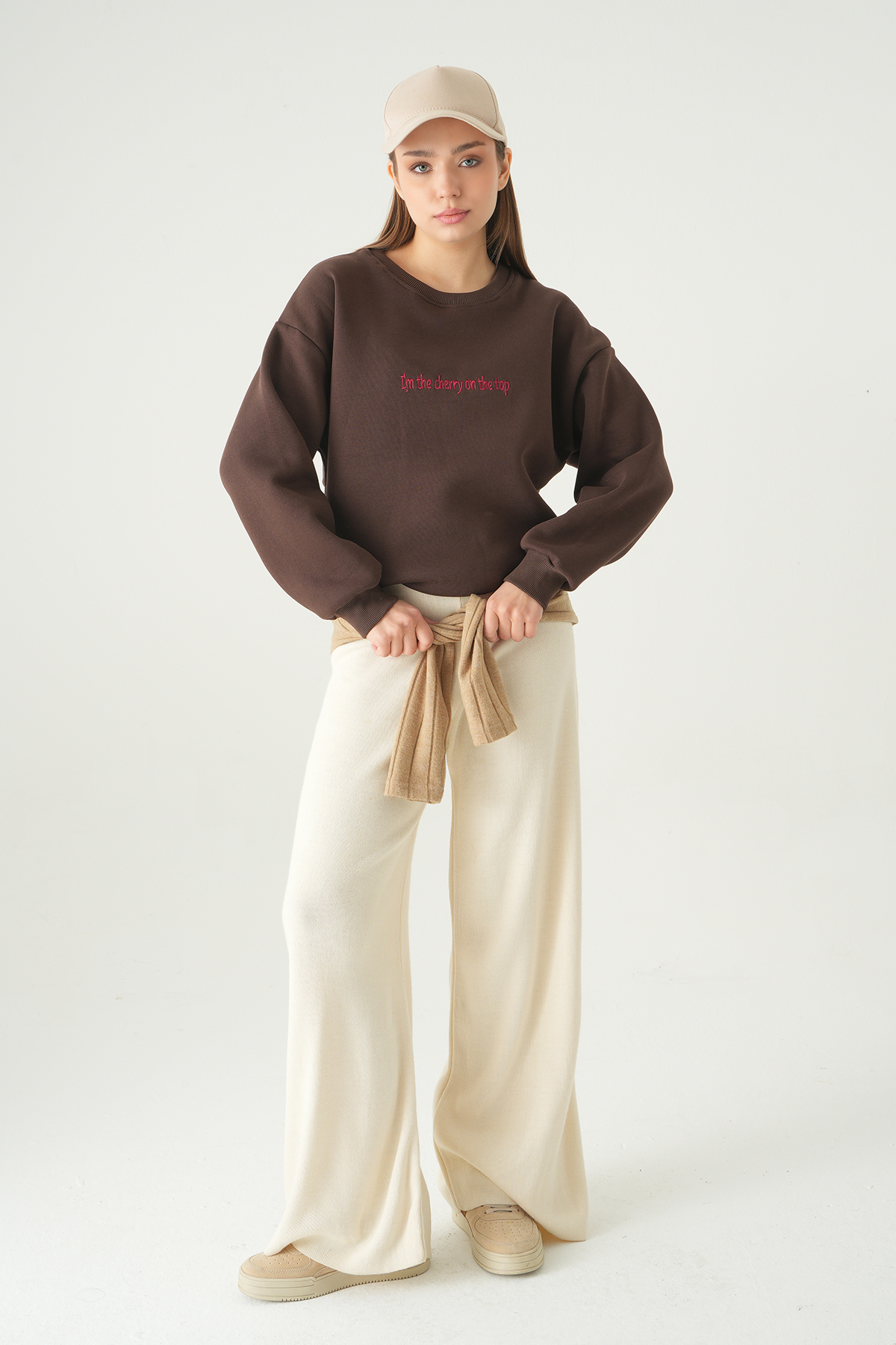 Cherry On Top Baskılı Sweat 1041 Kahve - 3