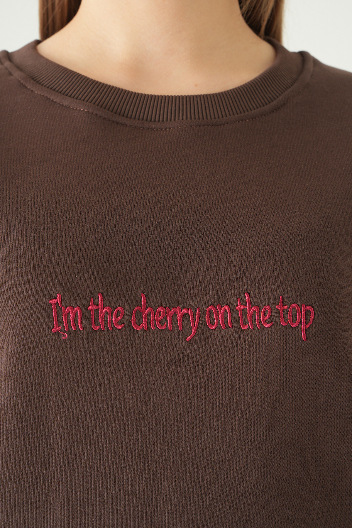 Cherry On Top Baskılı Sweat 1041 Kahve - 4