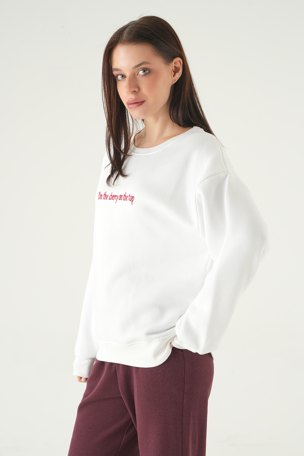 Cherry On Top Baskılı Sweat 1041 Krem - 7