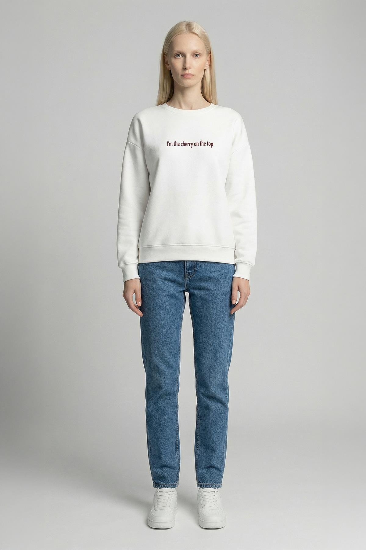 1041 Baskılı Sweat Krem - RAYS